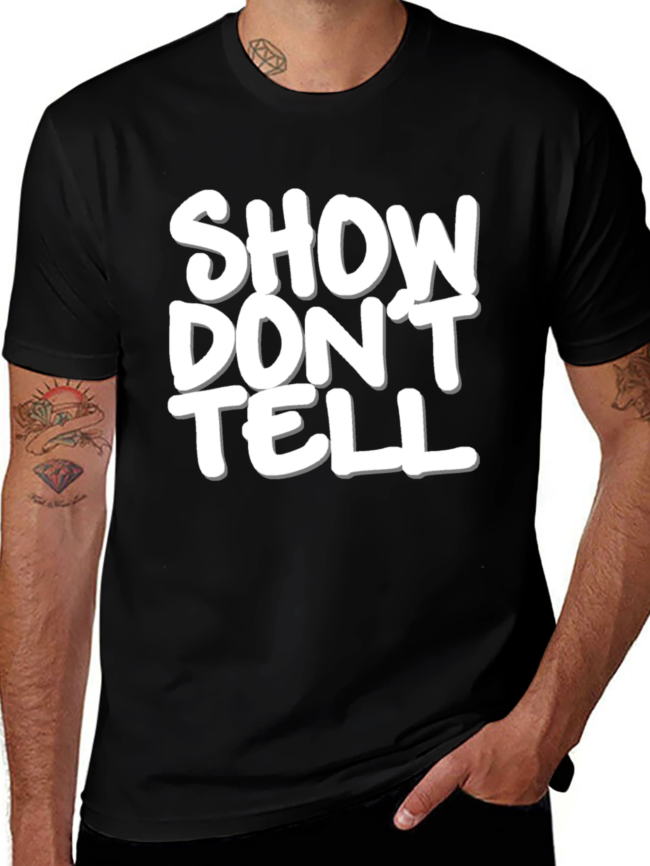 Variant 4 of Show Don't Tell Graphic Tee - Black Casual T-Shirt