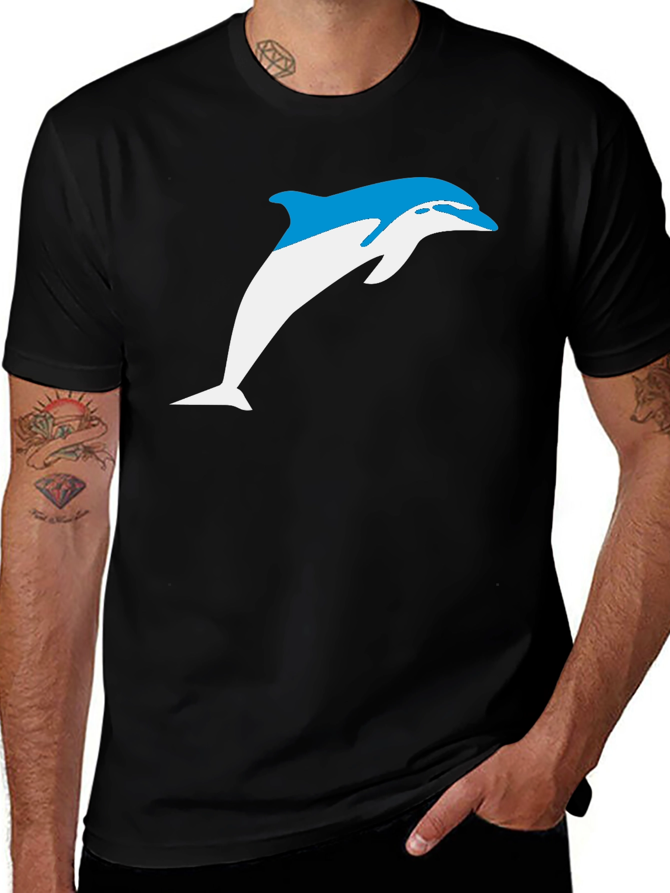 Variant 8 of Black Tee with Dolphin Graphic