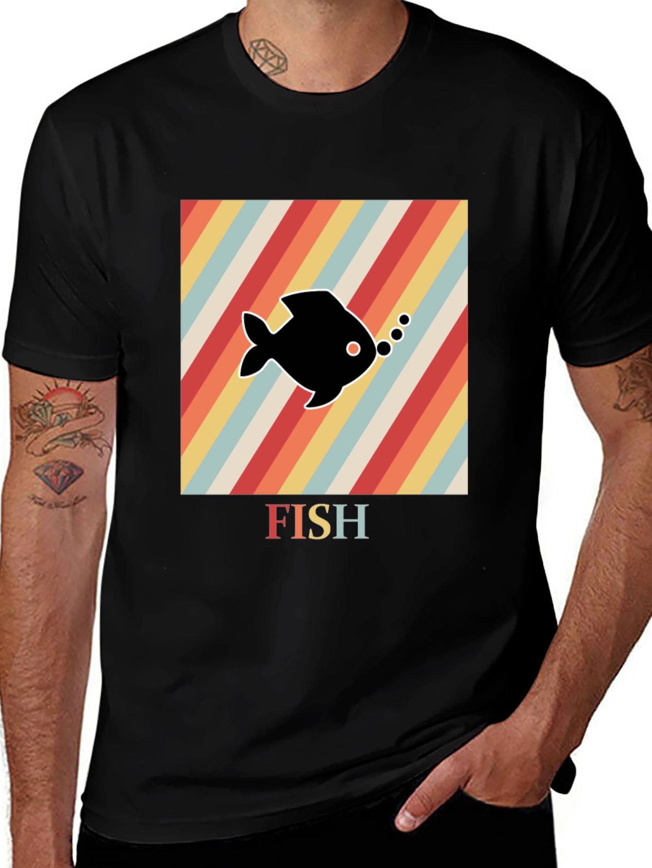 Variant 18 of Retro Fish Graphic T-Shirt - Unique Design