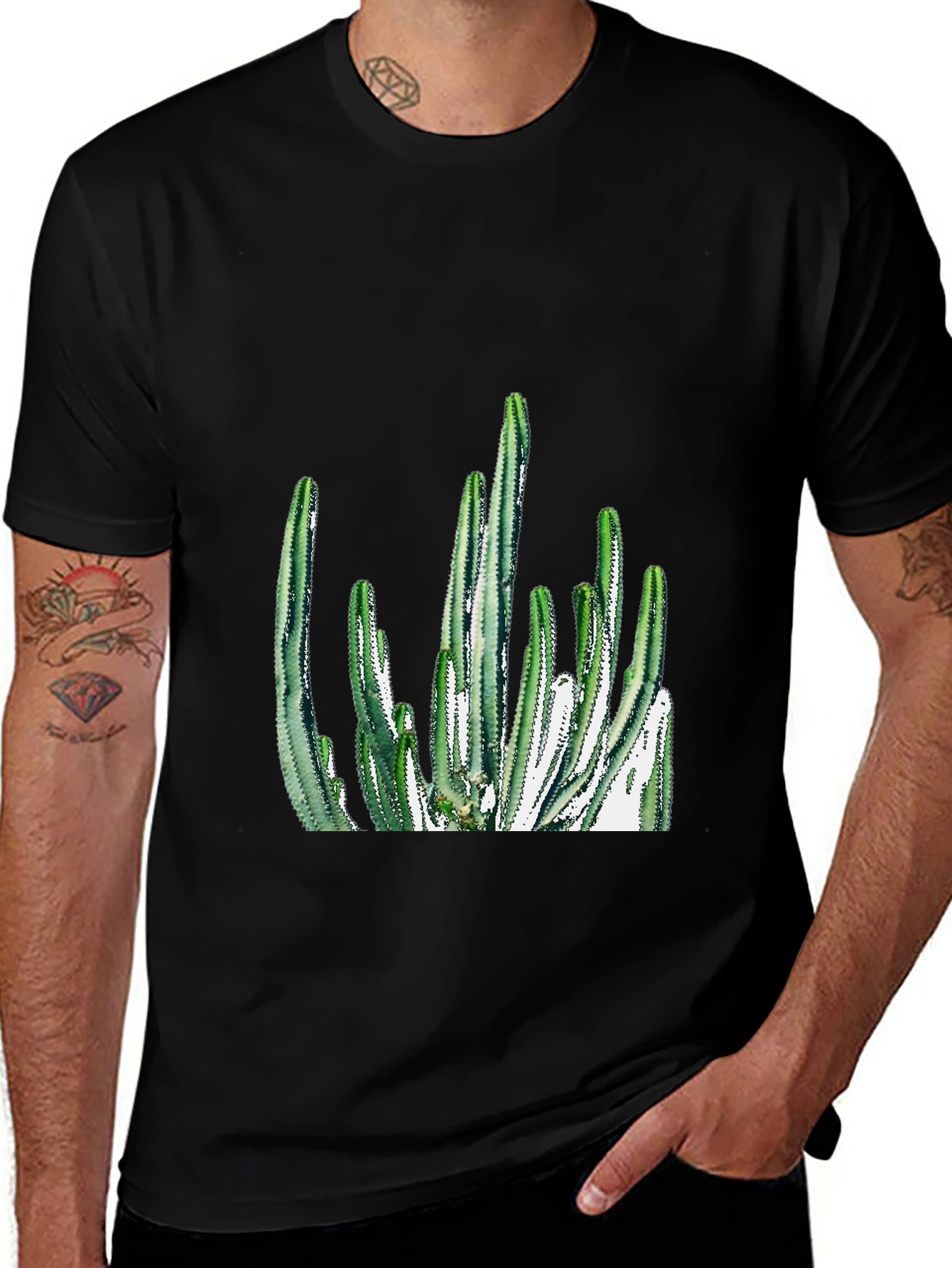 Variant 21 of Cactus Graphic Black T-Shirt - Desert Style