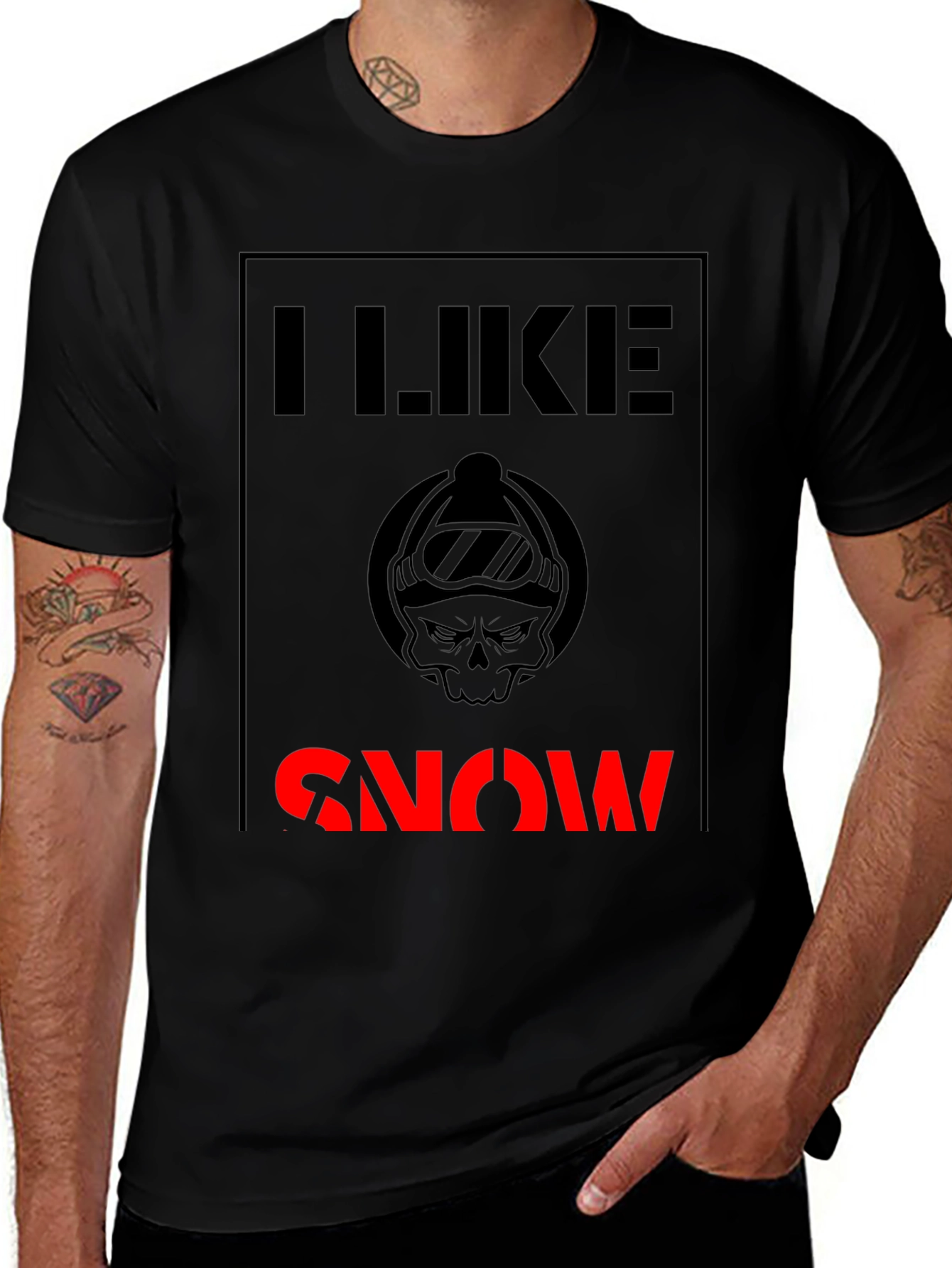 I Like Snow T-Shirt - Skull Graphic