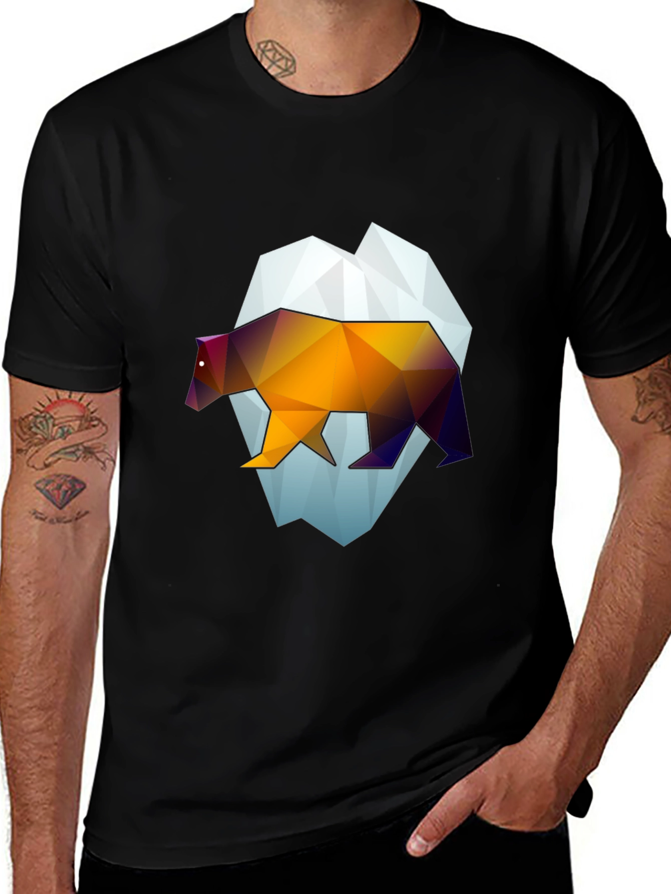 Variant 16 of Geometric Bear Graphic Tee - Modern Black T-Shirt
