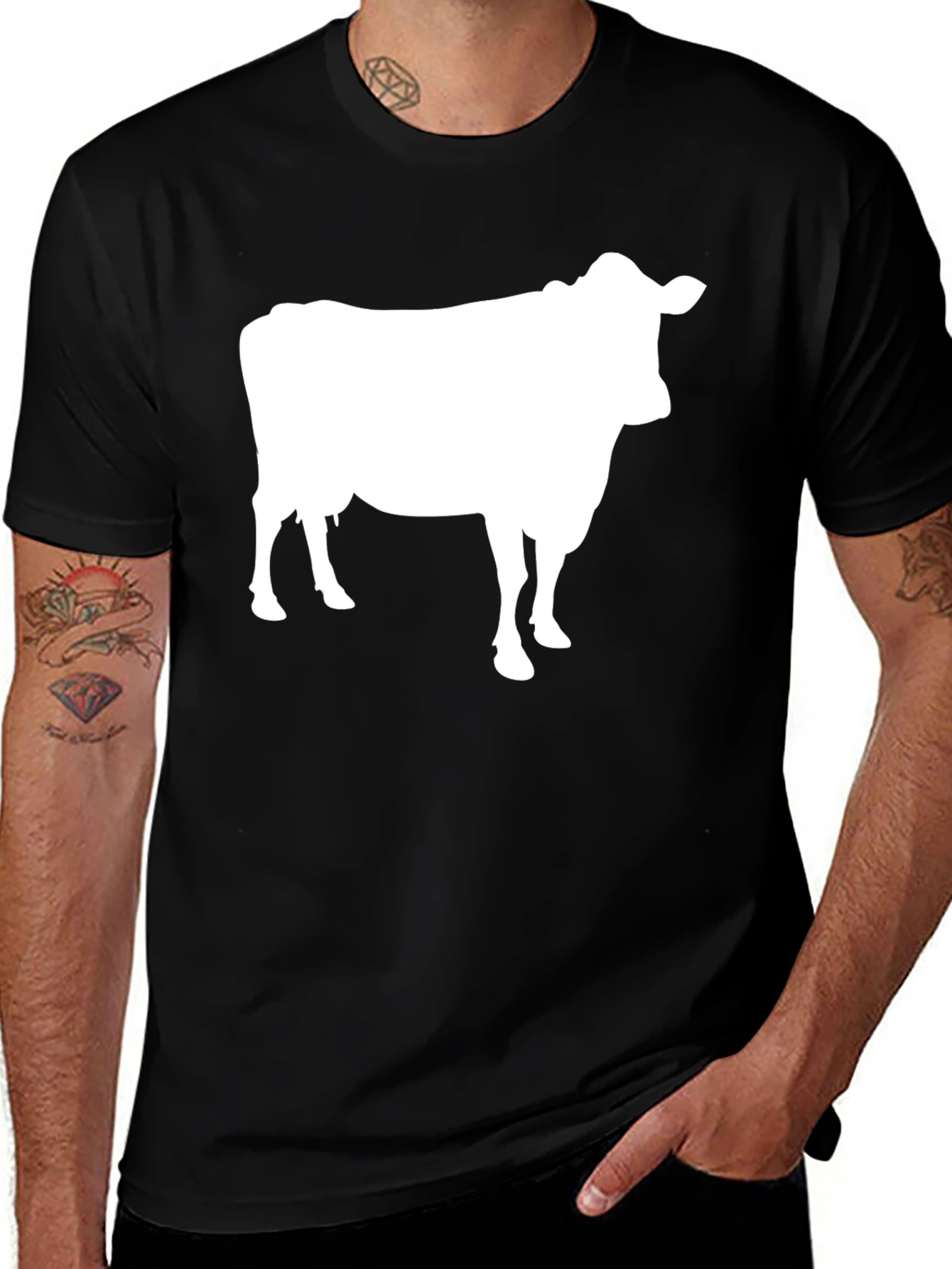 Variant 24 of Cow Graphic Tee - Black Cotton T-Shirt