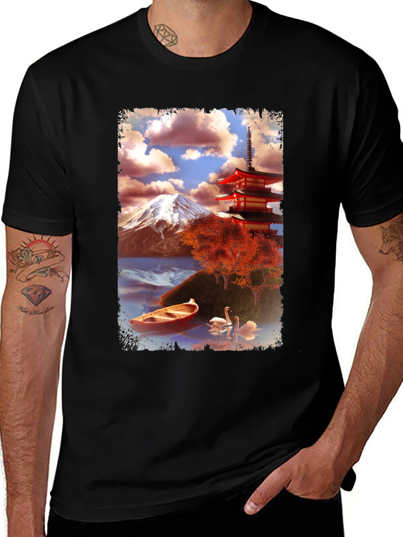 Variant 16 of Scenic Japan Graphic Tee - Mount Fuji & Pagoda