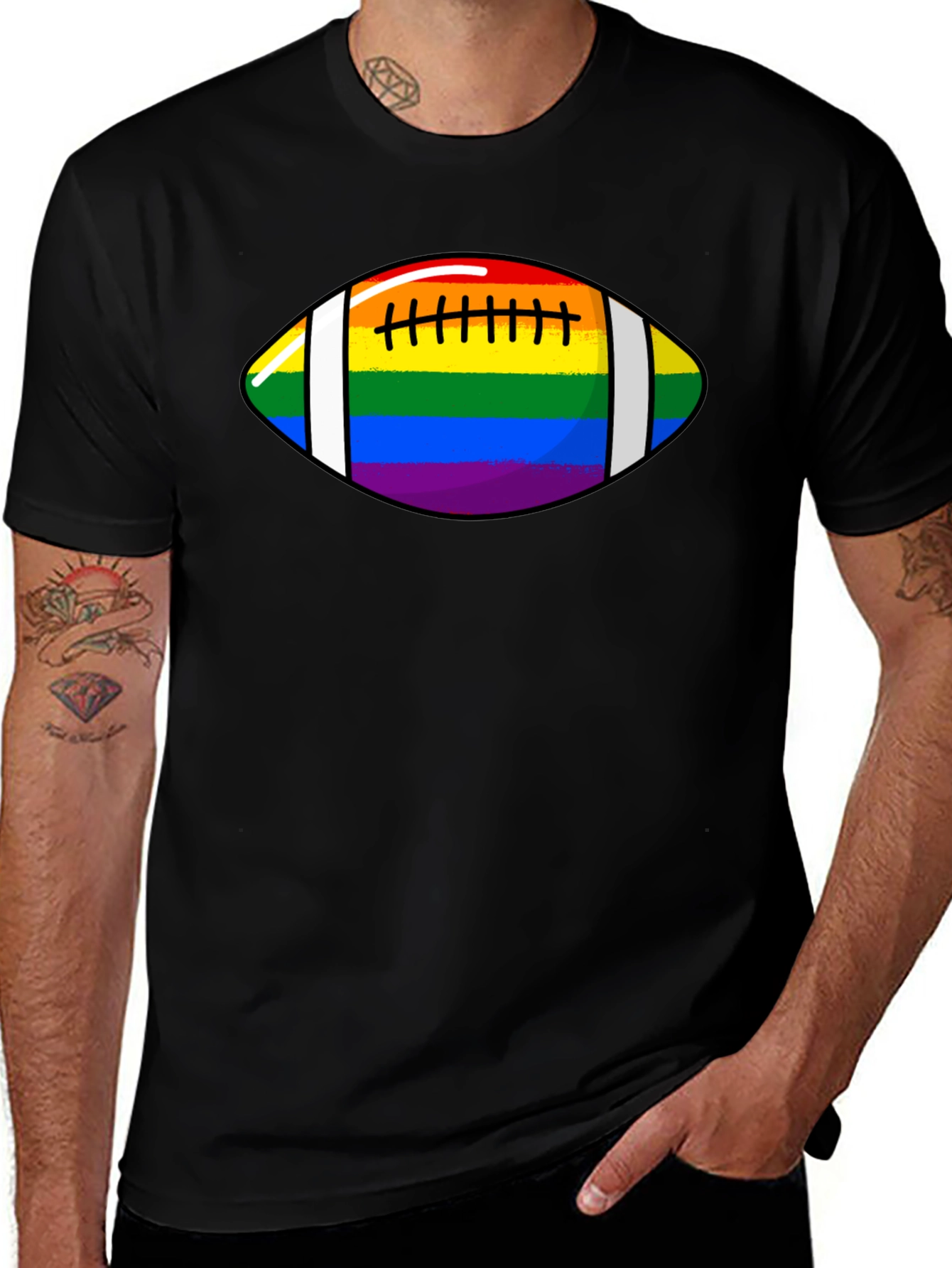 LGBTQ Rainbow Football Pride Graphic Tee