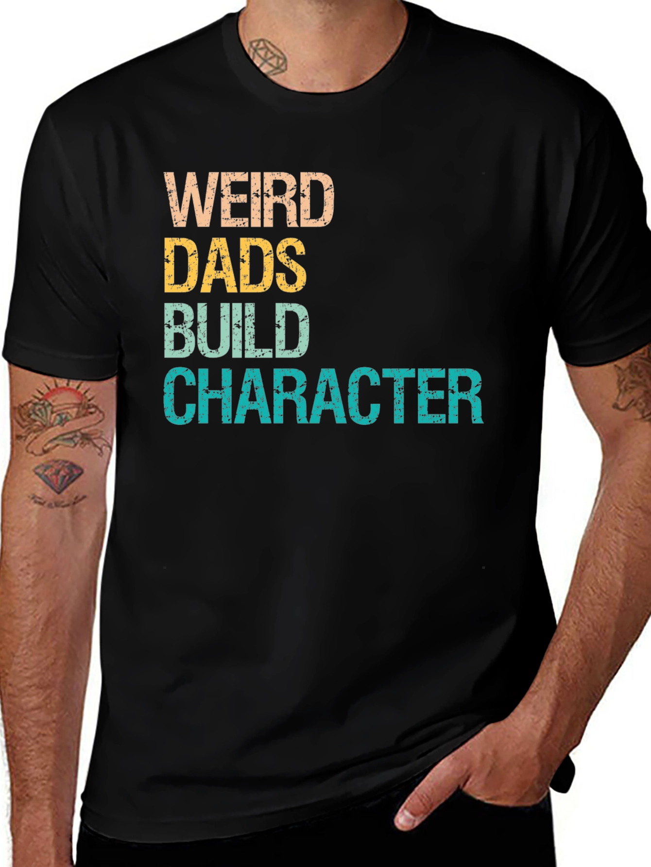 Variant 25 of Weird Dads Build Character Black Graphic Tee
