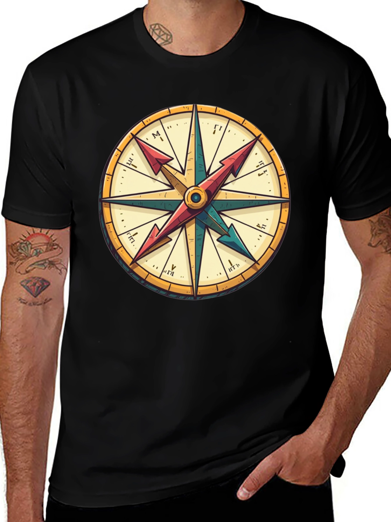 Variant 28 of Compass Rose Graphic T-Shirt - Adventure Awaits
