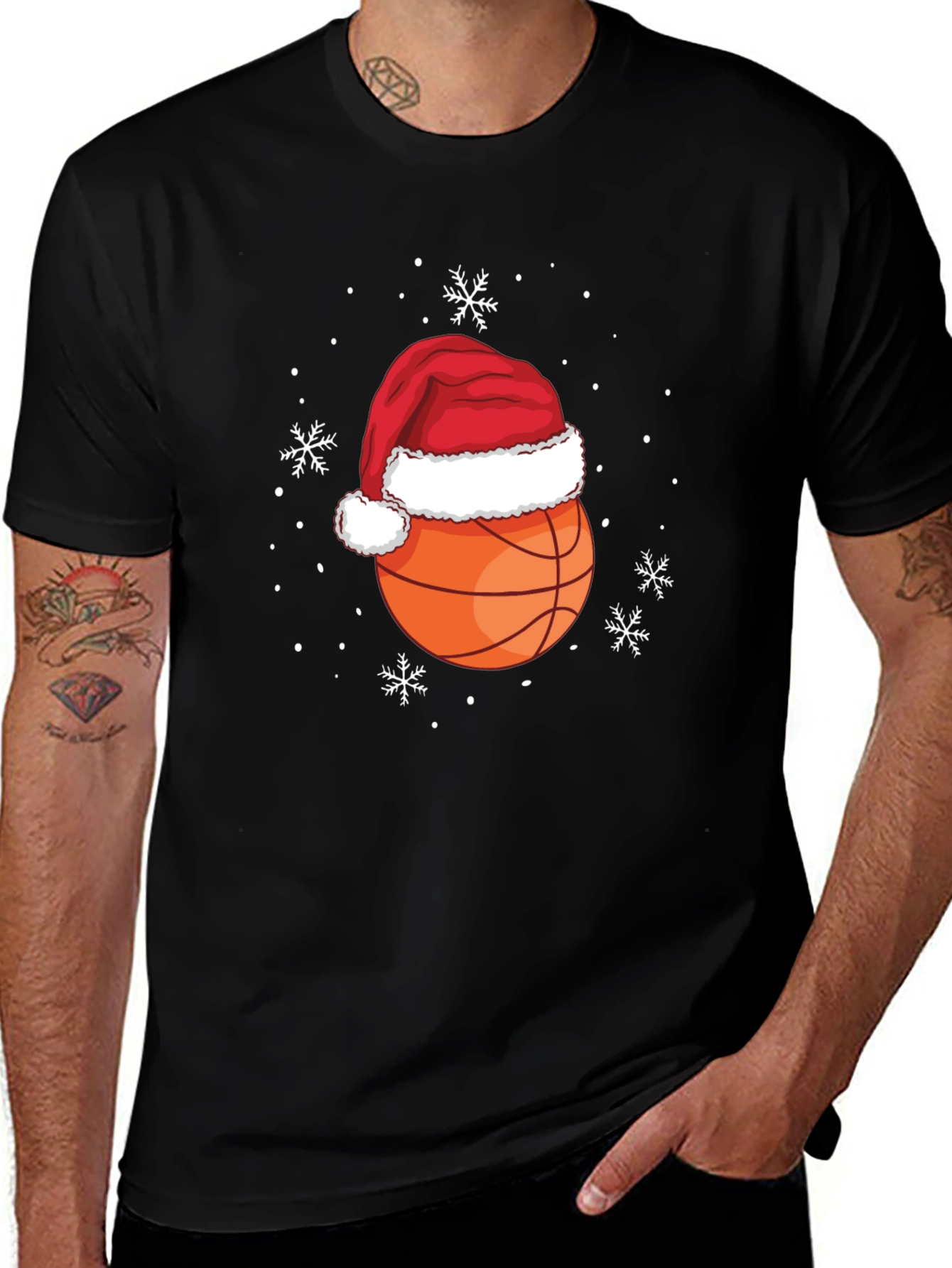 Variant 21 of Festive Basketball Santa Hat Tee