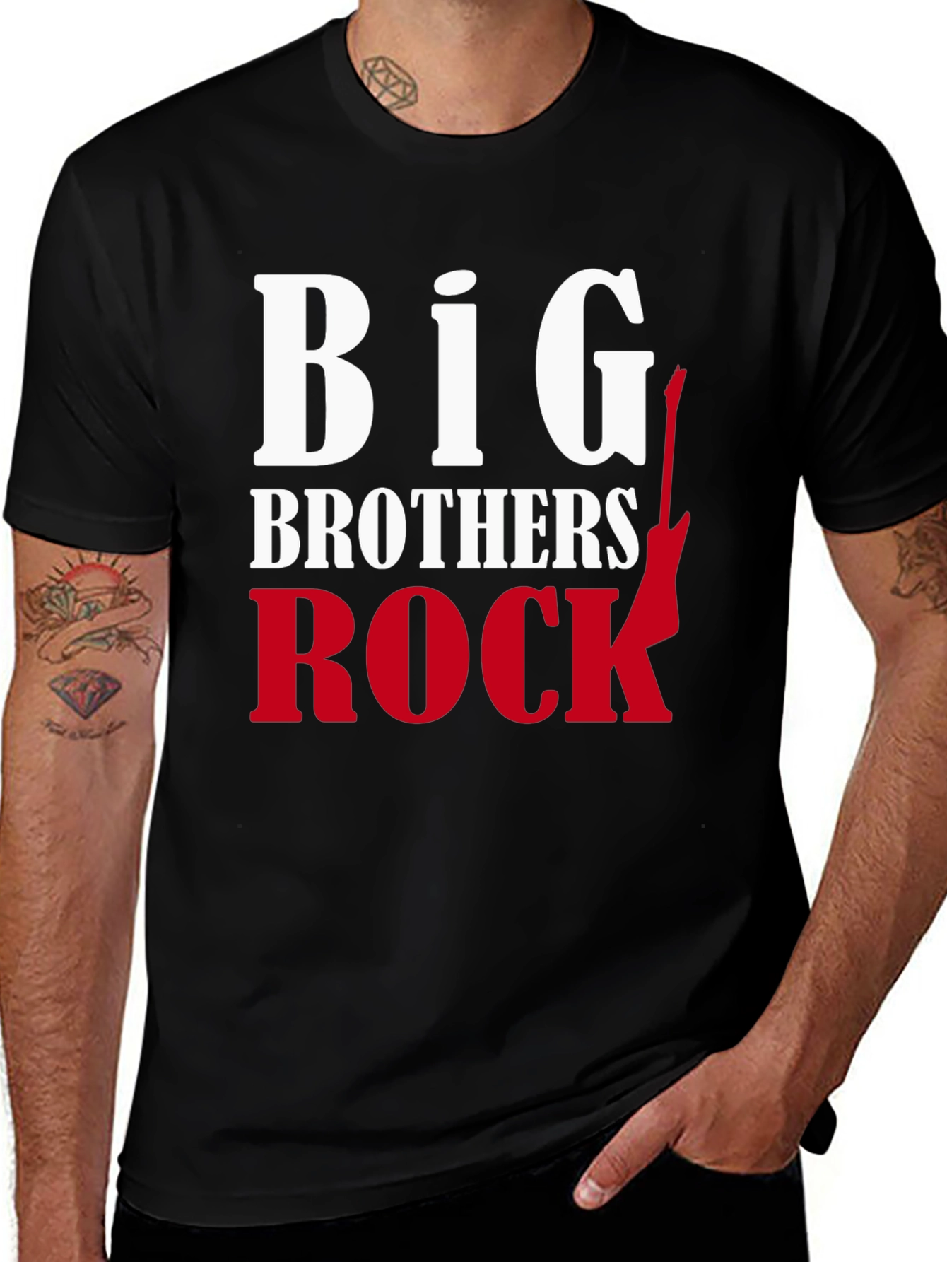 Variant 21 of Big Brothers Rock T-Shirt - Band Guitar Graphic Tee