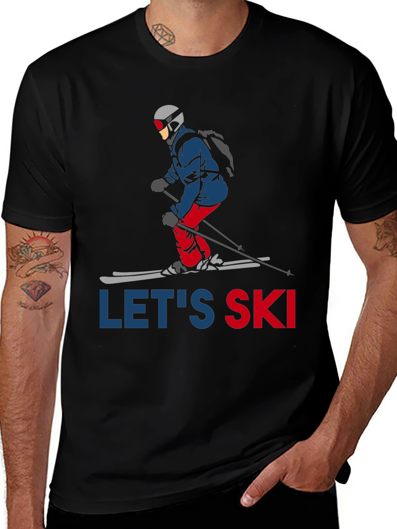 Variant 22 of Let's Ski Graphic Tee - Men's Black T-Shirt