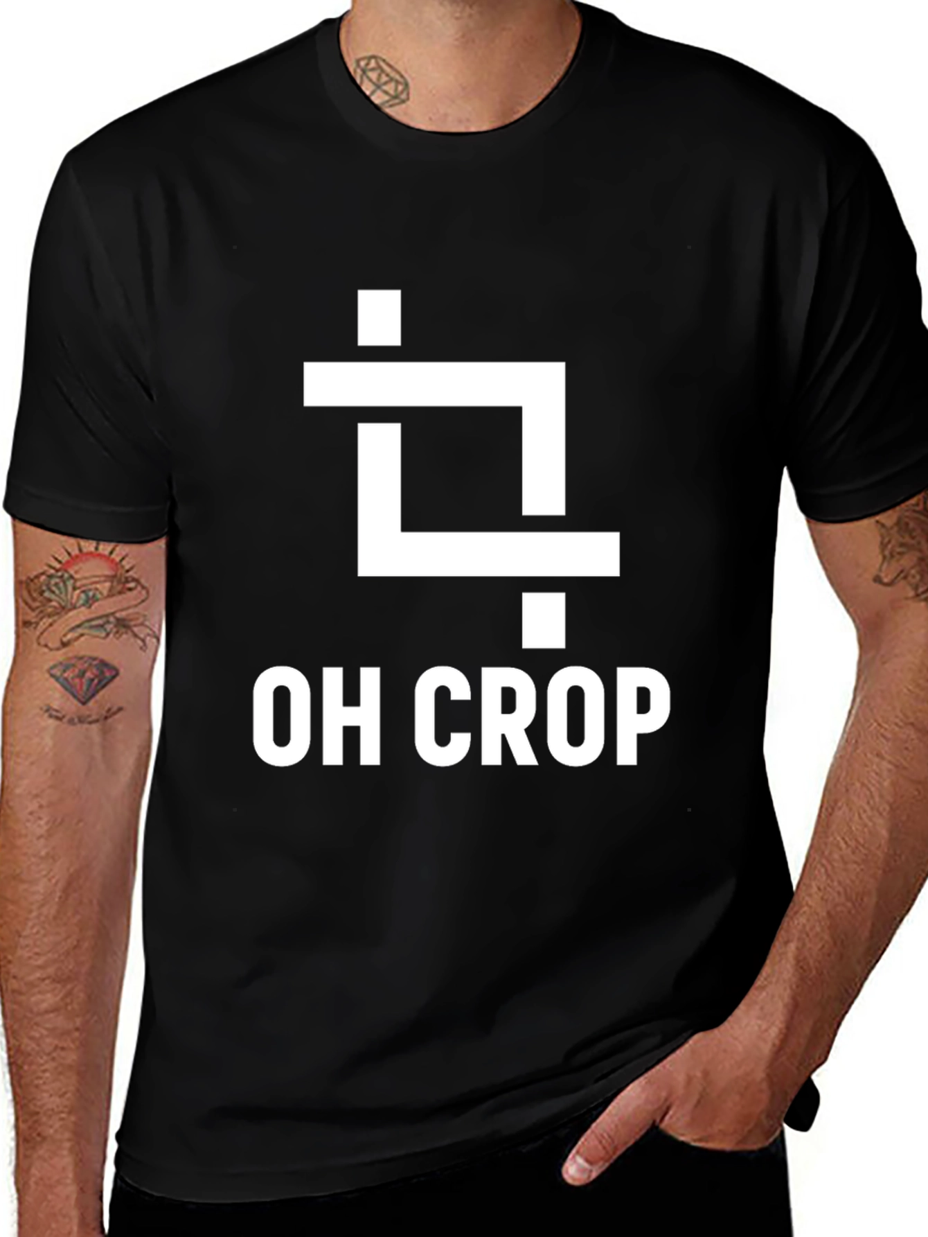 Variant 21 of OH CROP Funny T-Shirt - Black Cotton Graphic Tee