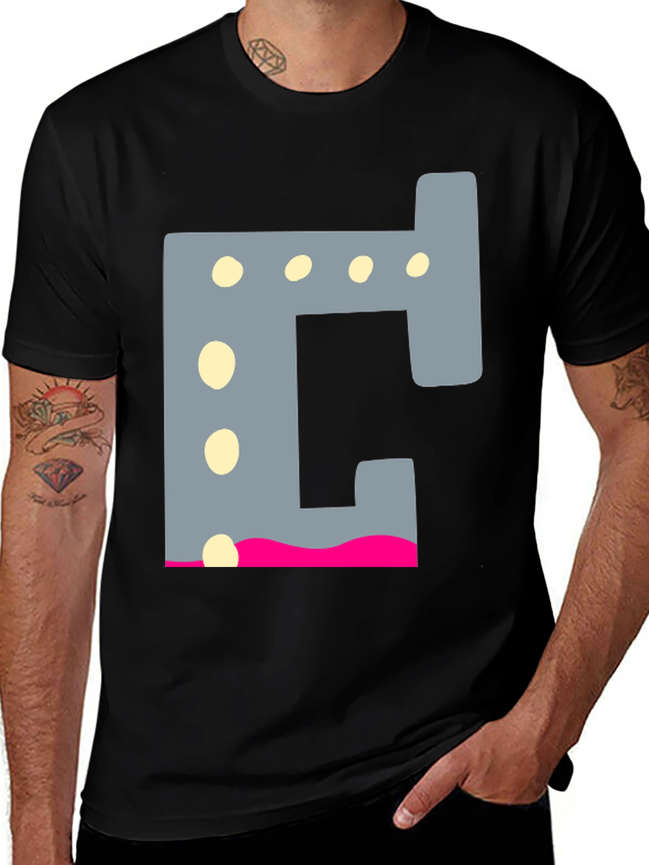 Variant 13 of Abstract Graphic Print Black T-Shirt