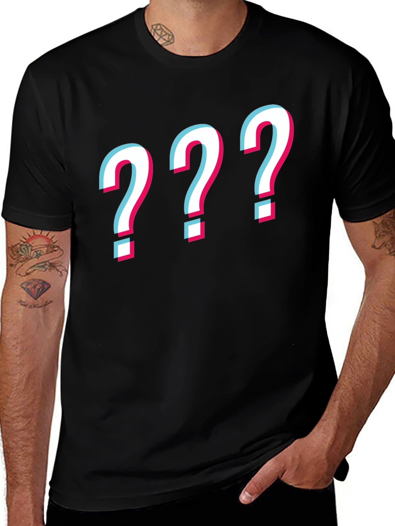 Variant 6 of Question Mark Graphic Tee - Mens Black T-Shirt