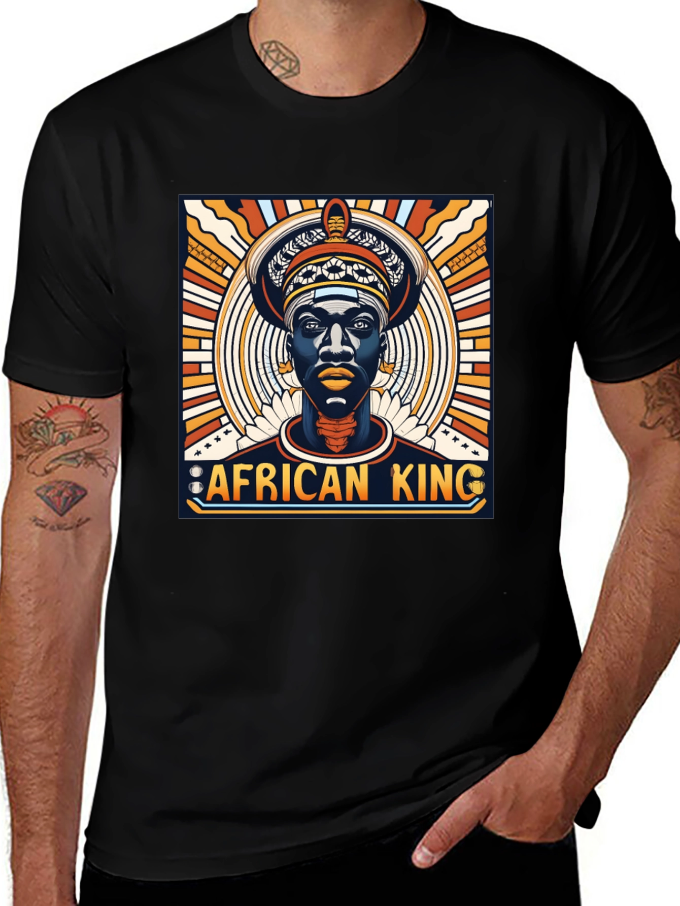African King Graphic Tee - Stylish Black T-Shirt