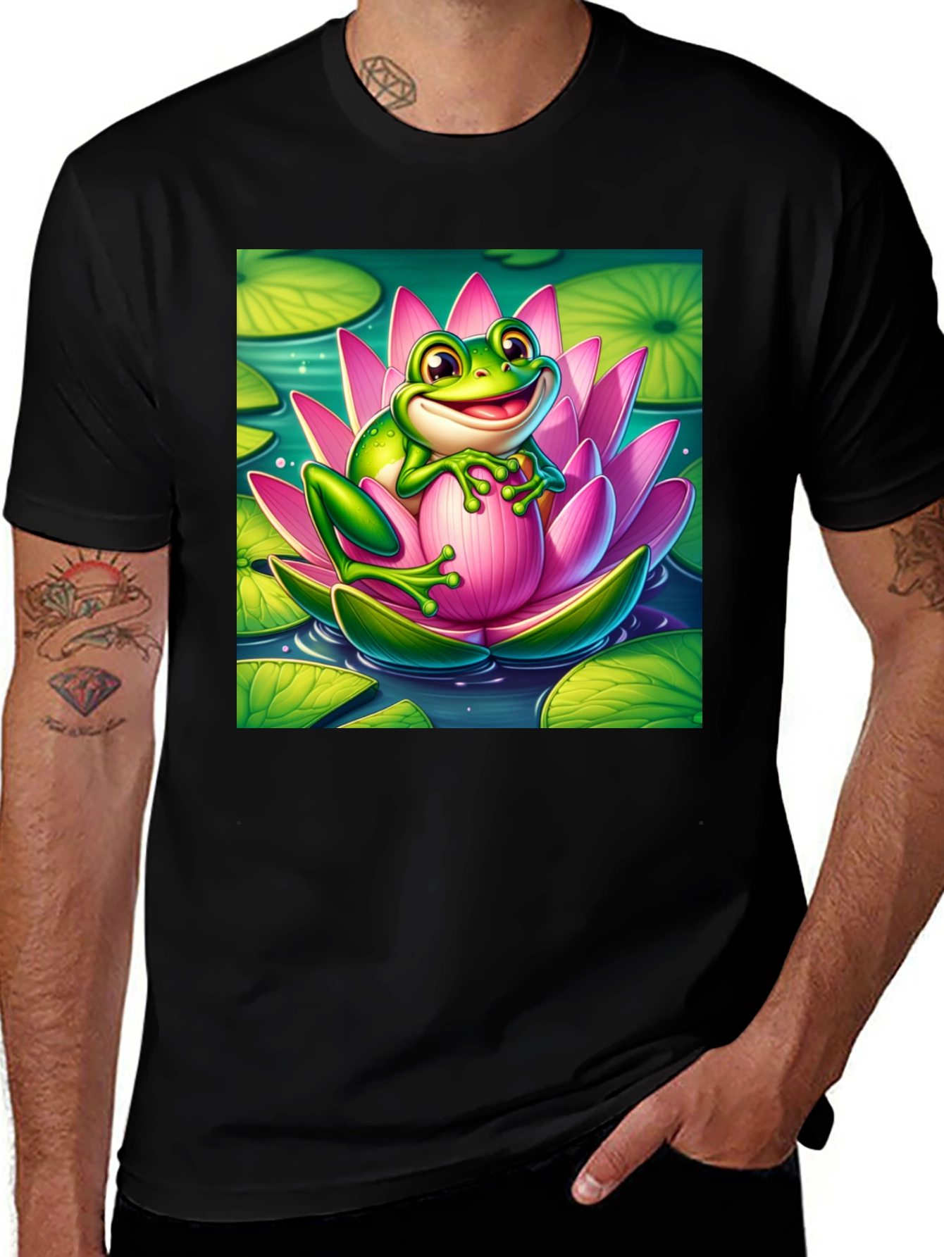 Frog on Lotus Flower T-Shirt