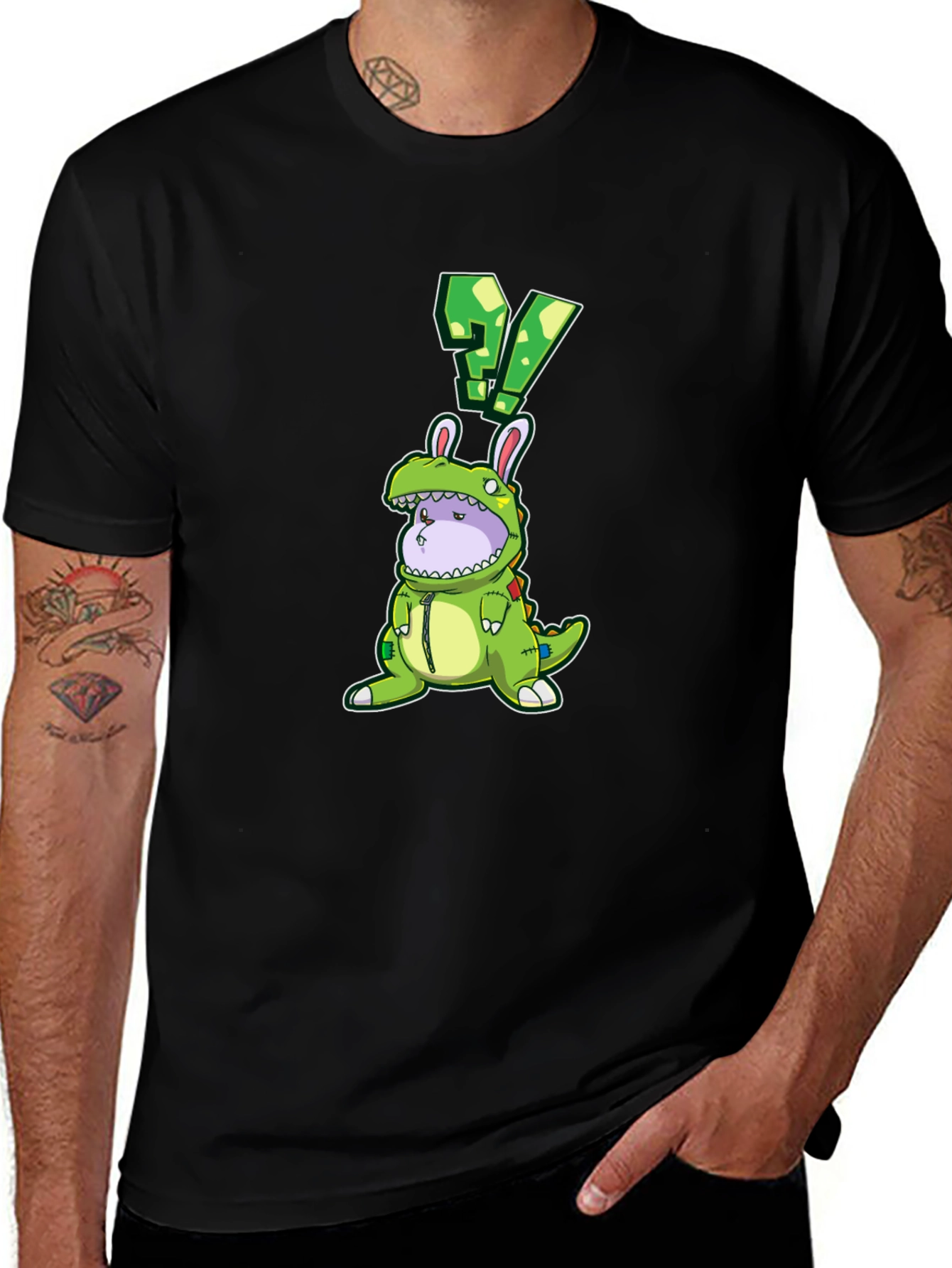 Variant 13 of Dino Bunny Costume Graphic Tee - Quirky Novelty Design
