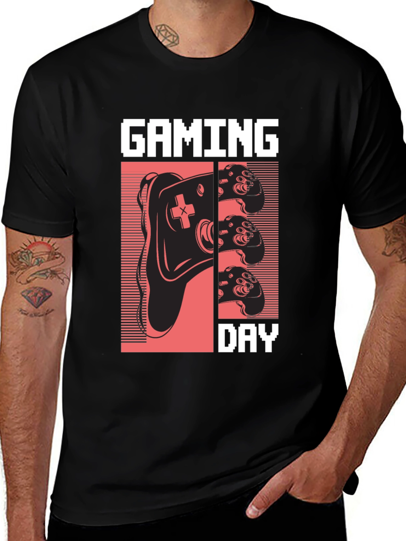 Variant 21 of Gaming Day Pixel Art Black T-Shirt