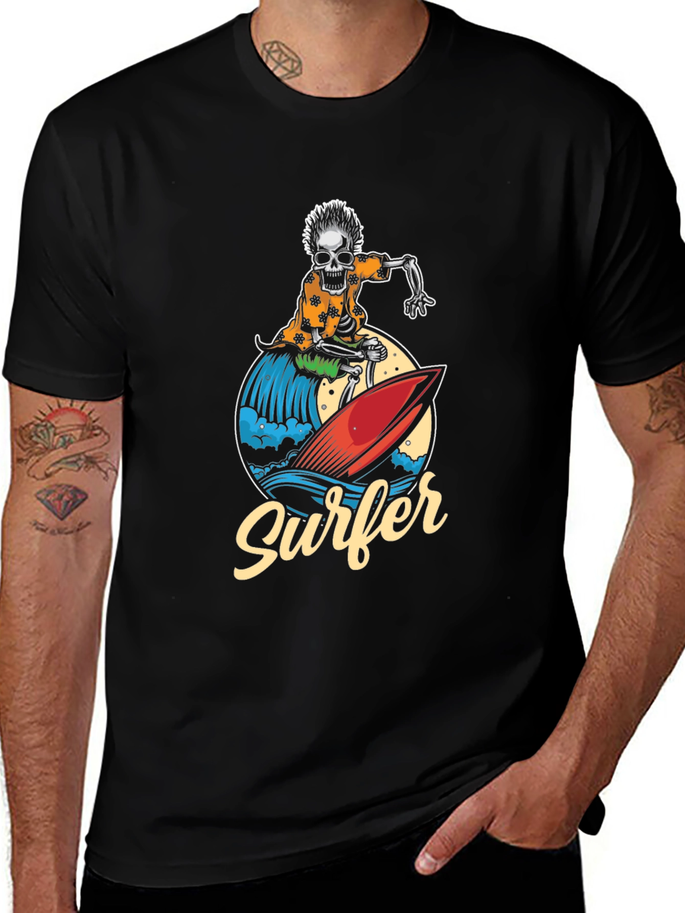 Variant 26 of Skeleton Surfer Graphic T-Shirt