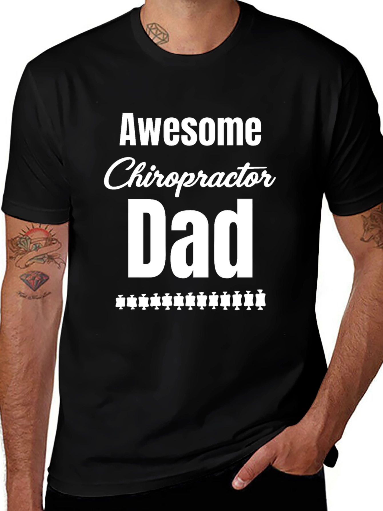 Variant 19 of Awesome Chiropractor Dad Black T-Shirt
