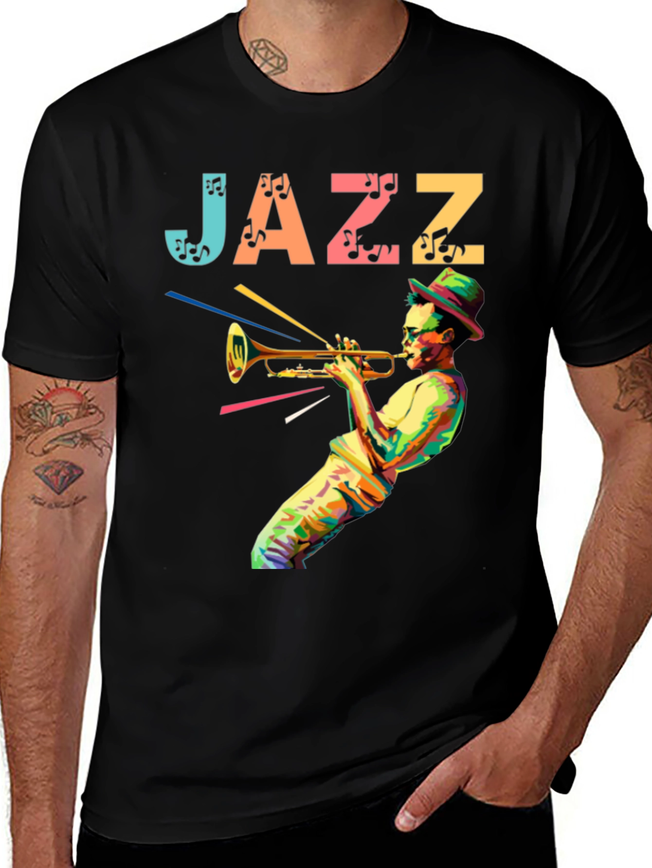 Jazz Musician T-Shirt - Colorful Trumpet Player Design