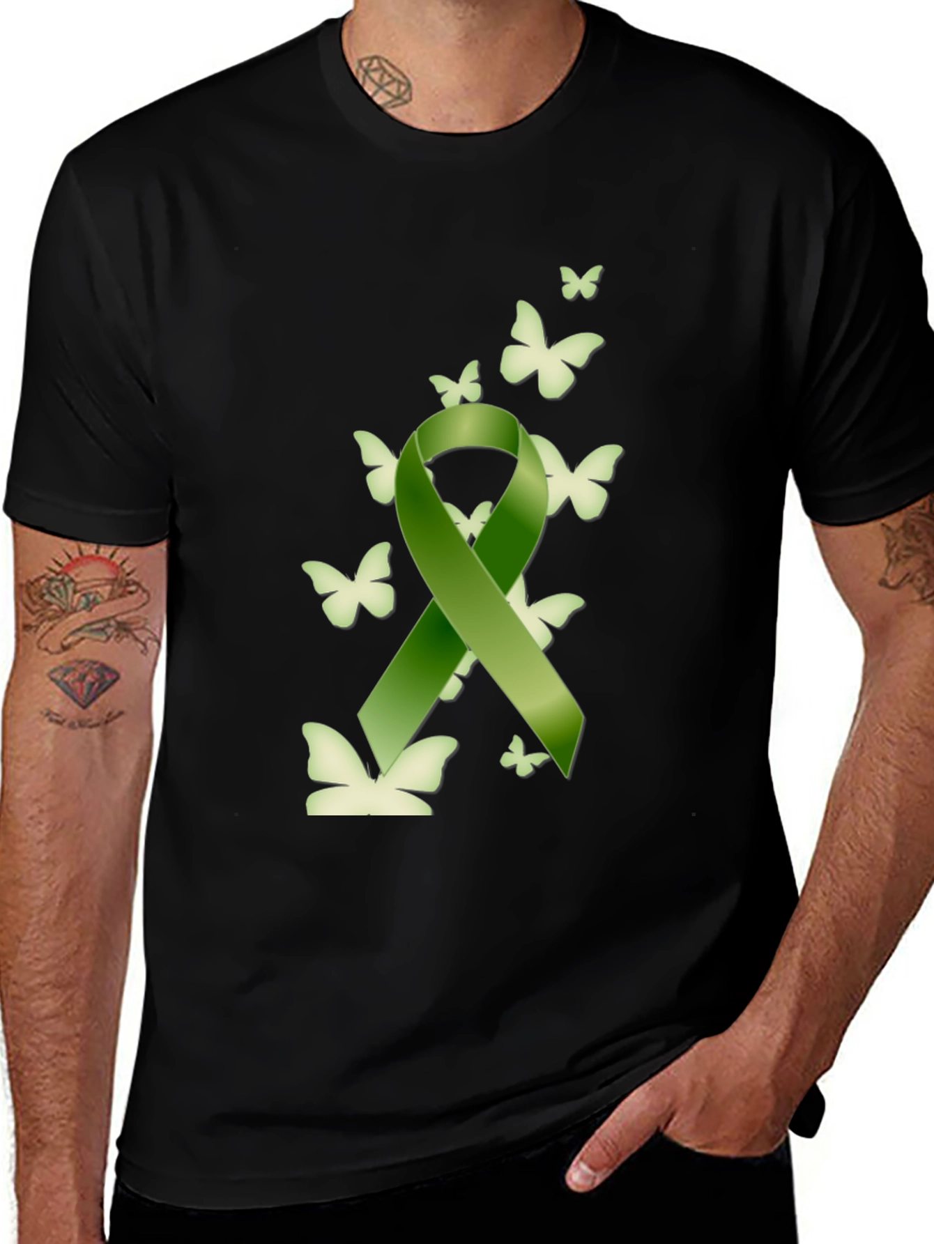 Variant 7 of Awareness Ribbon Butterfly Graphic Tee - Support the Cause!