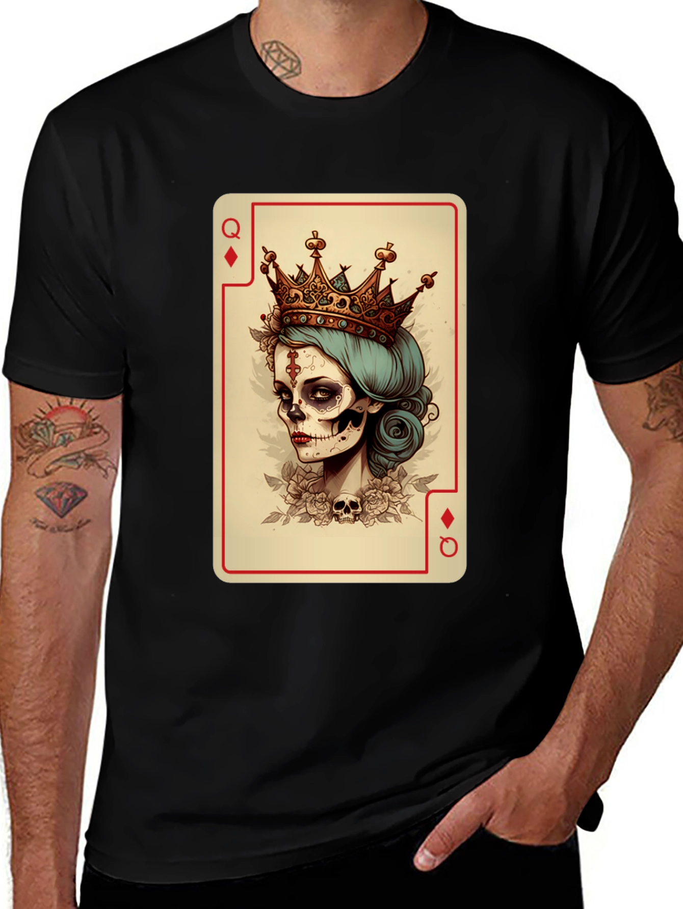 Variant 21 of Queen of Diamonds Skeleton T-Shirt - Unique Graphic Tee