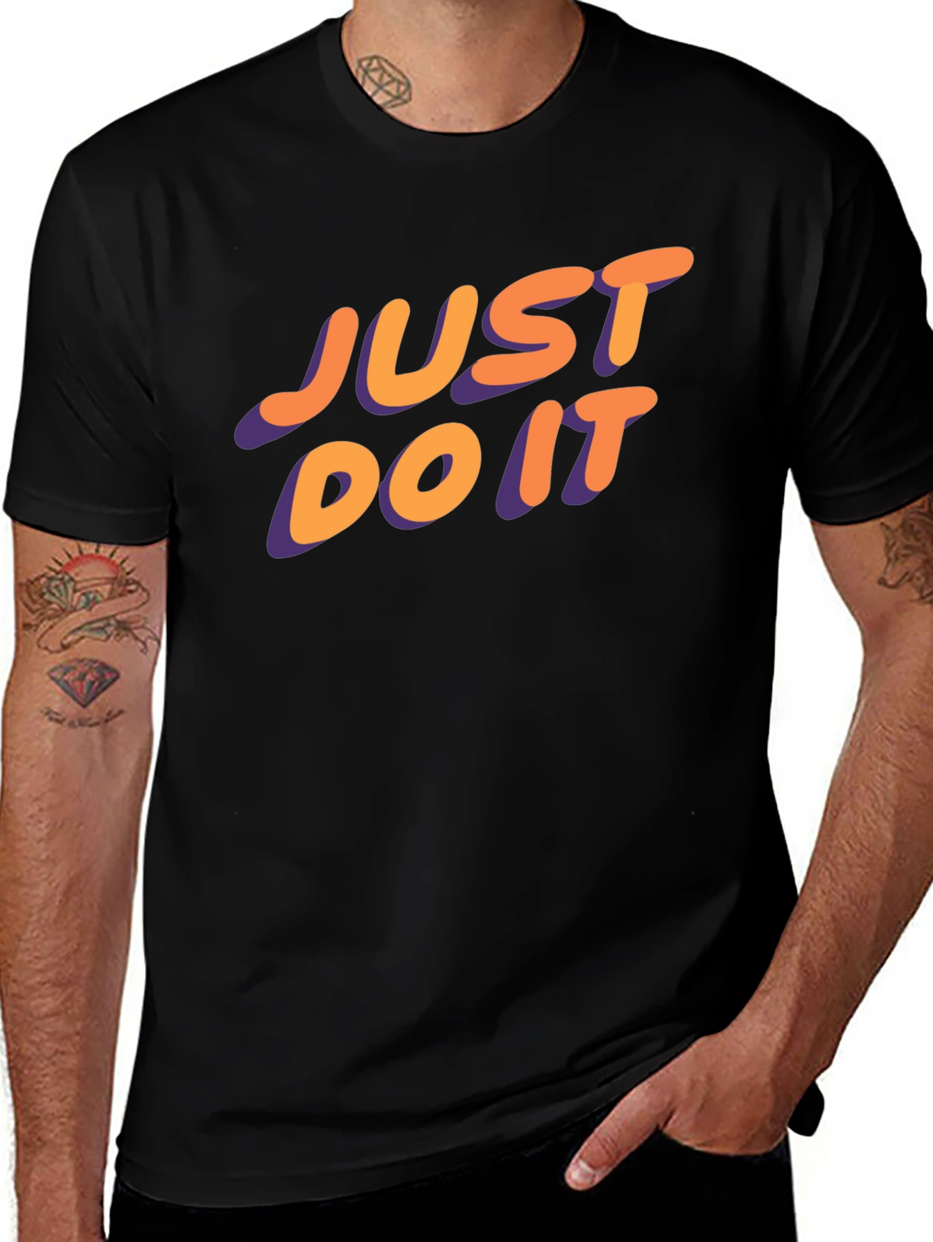 Variant 13 of Just Do It Graphic Tee - Black Cotton Casual T-Shirt
