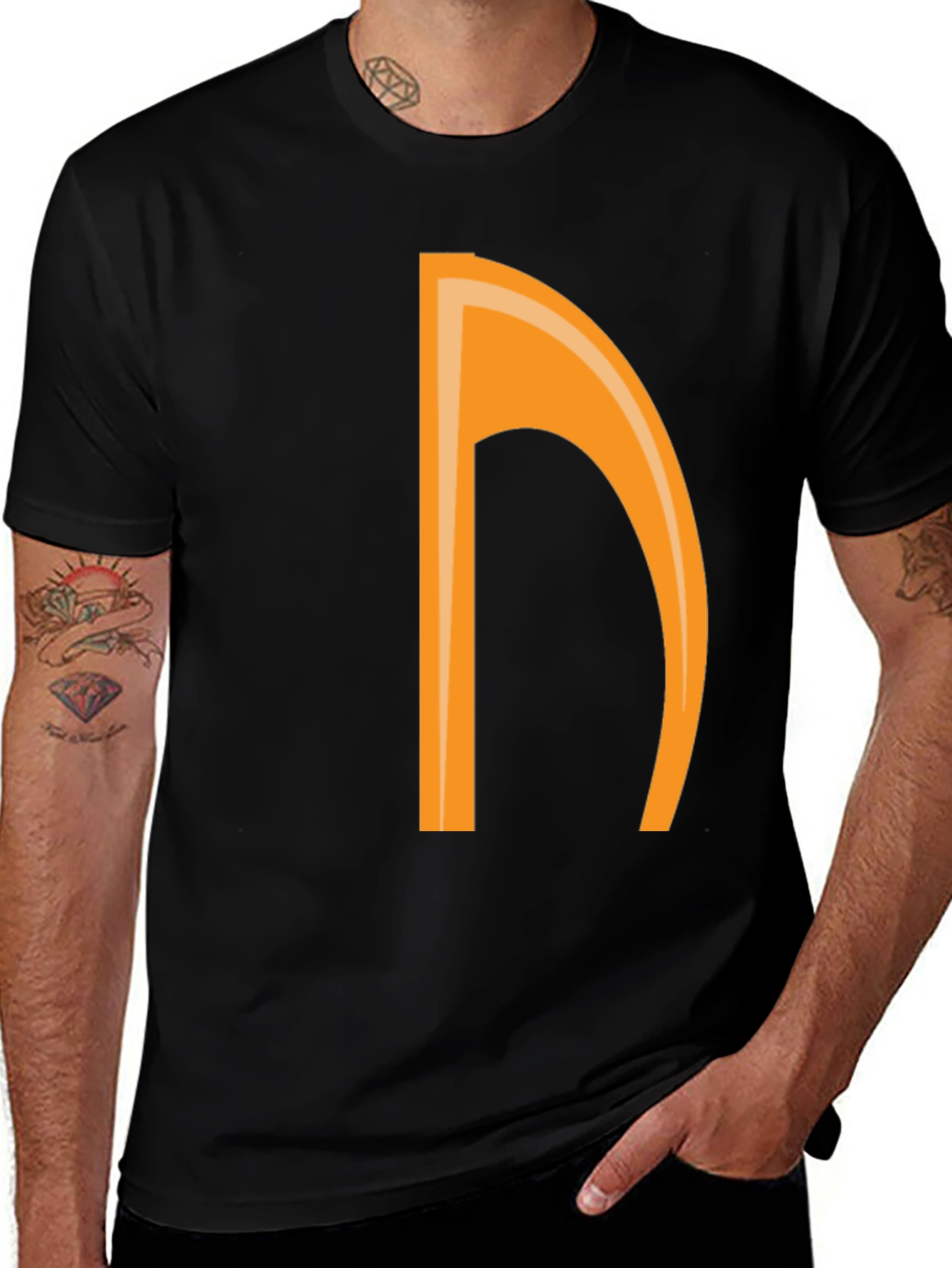 Variant 29 of Orange Note Graphic Black Tee