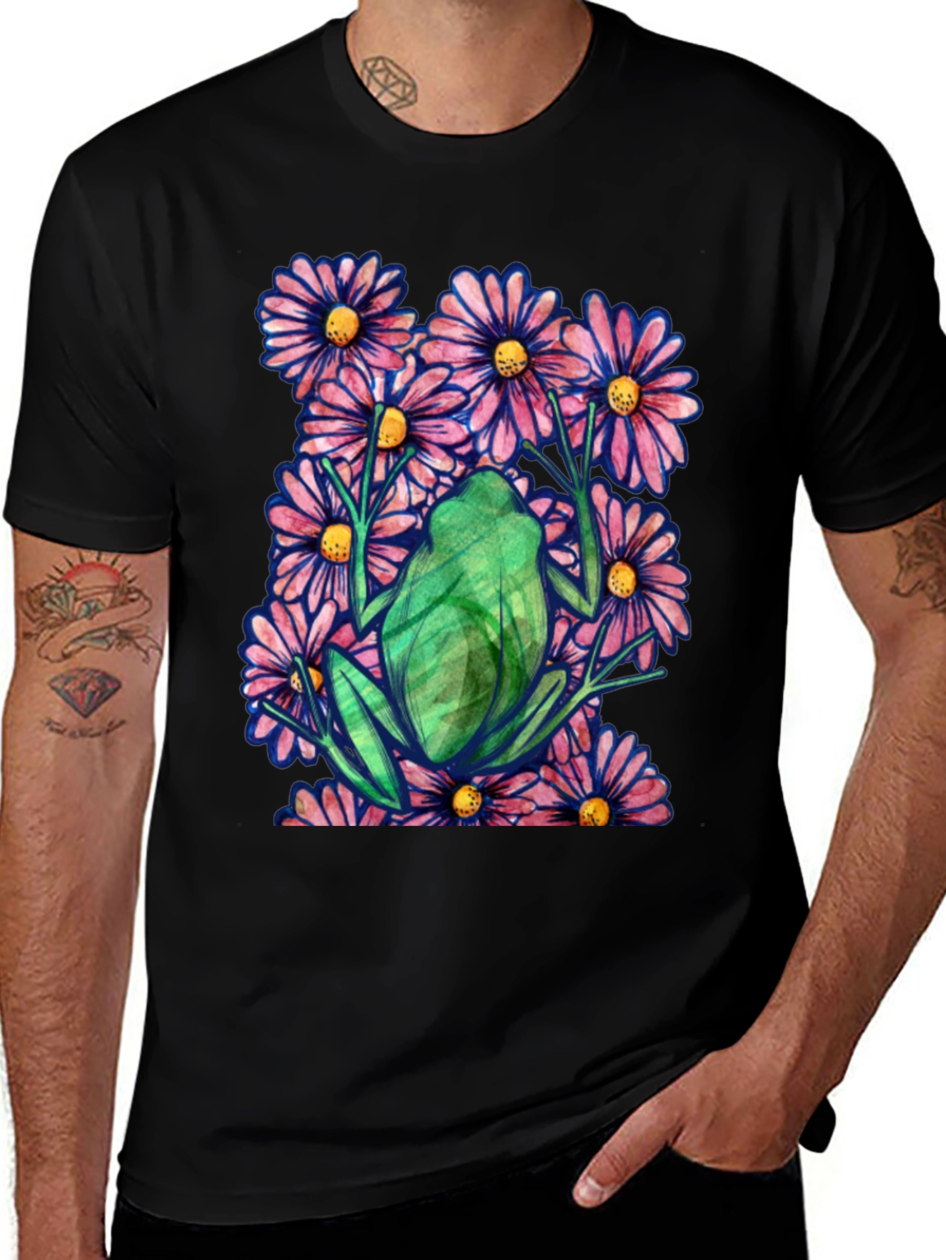 Variant 19 of Frog in Flowers Graphic T-Shirt - Nature Lover Tee
