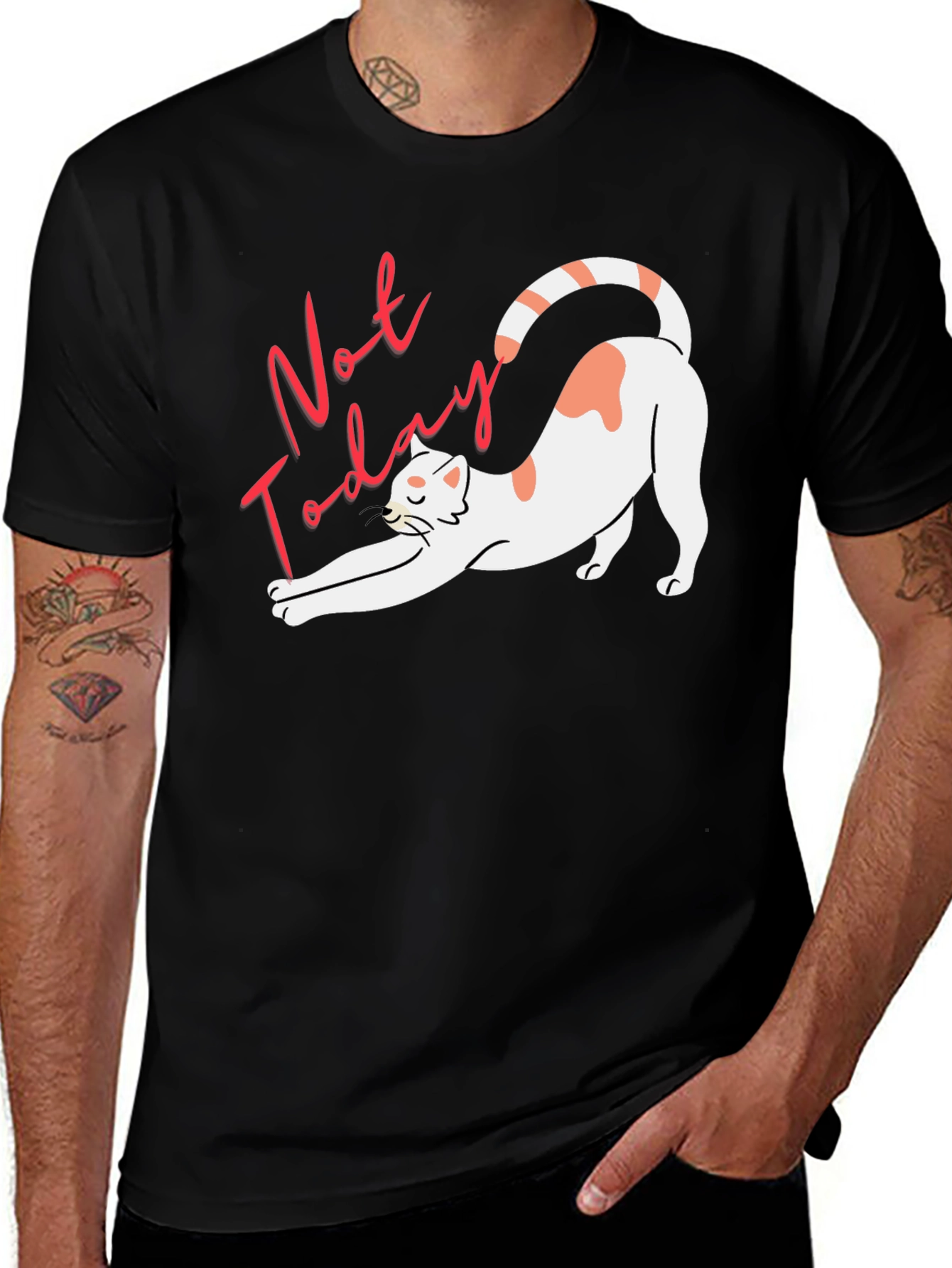 Variant 7 of Not Today Cat Graphic Tee - Unisex Black T-Shirt
