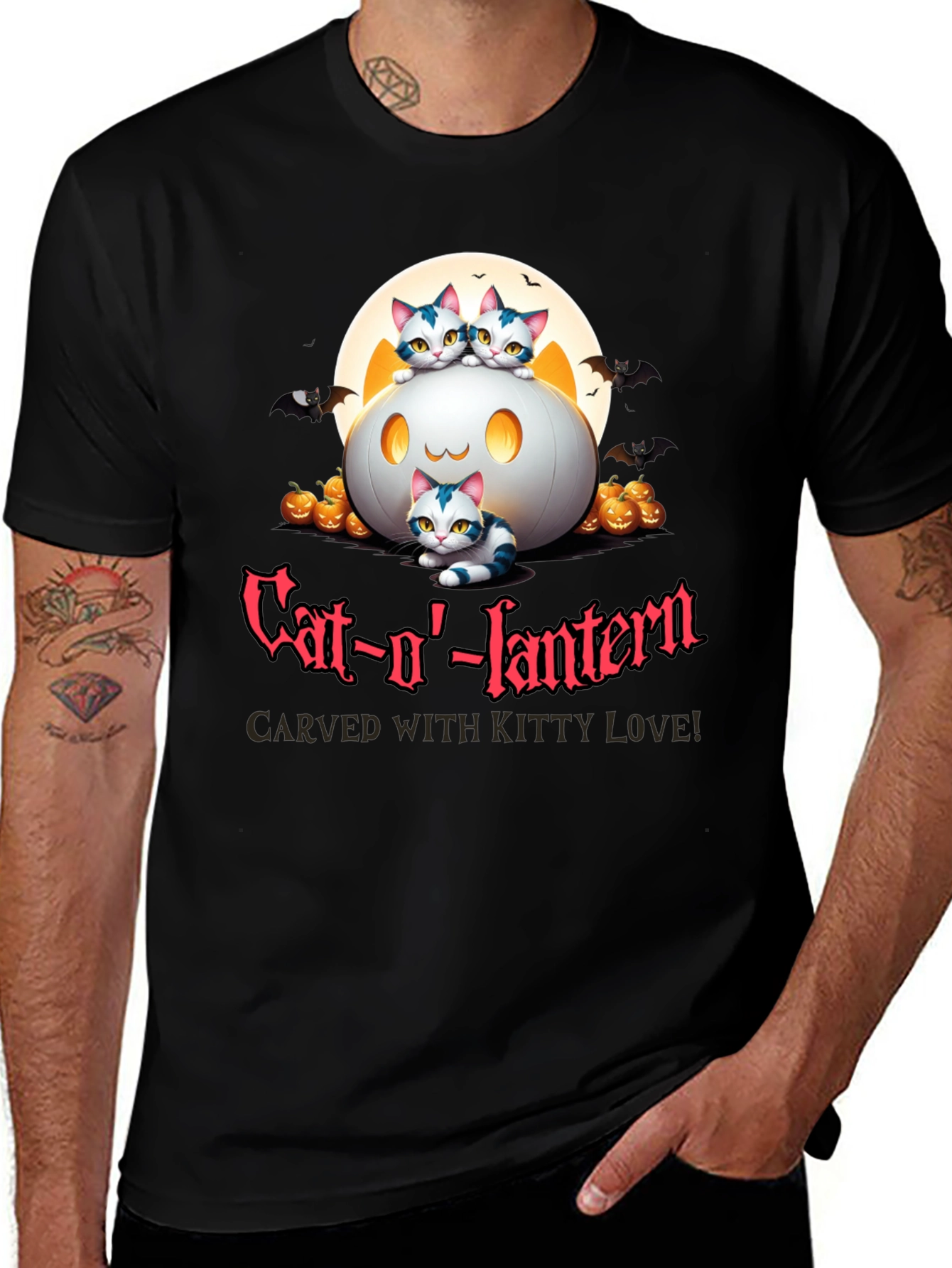 Cat-o'-lantern Halloween T-Shirt - Carved With Kitty Love!