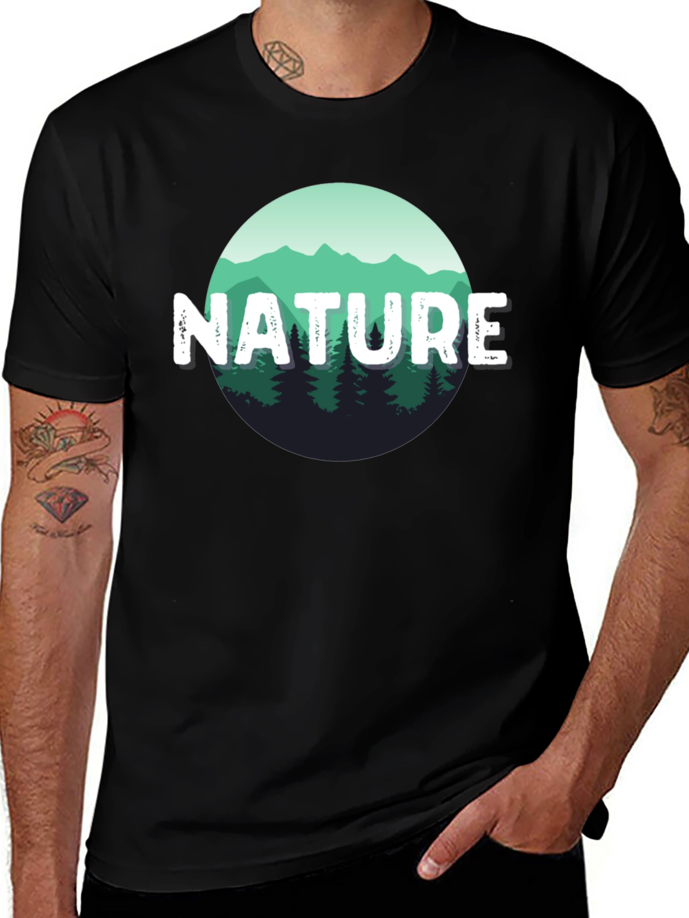 Variant 26 of Nature Scene Graphic Black T-Shirt