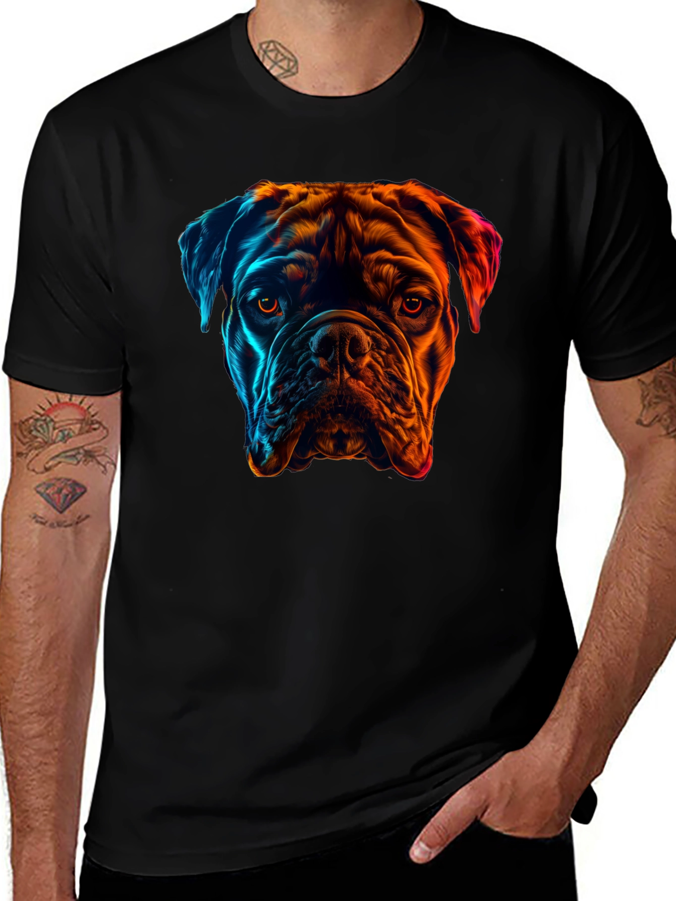 Variant 27 of Dog Art Graphic T-Shirt - Vibrant Bulldog Design