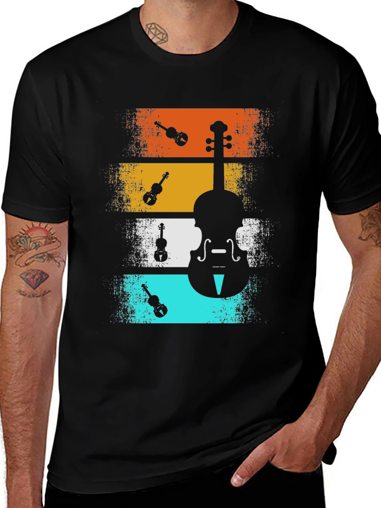 Variant 17 of Retro Violin Silhouette T-Shirt - Music Lover Tee