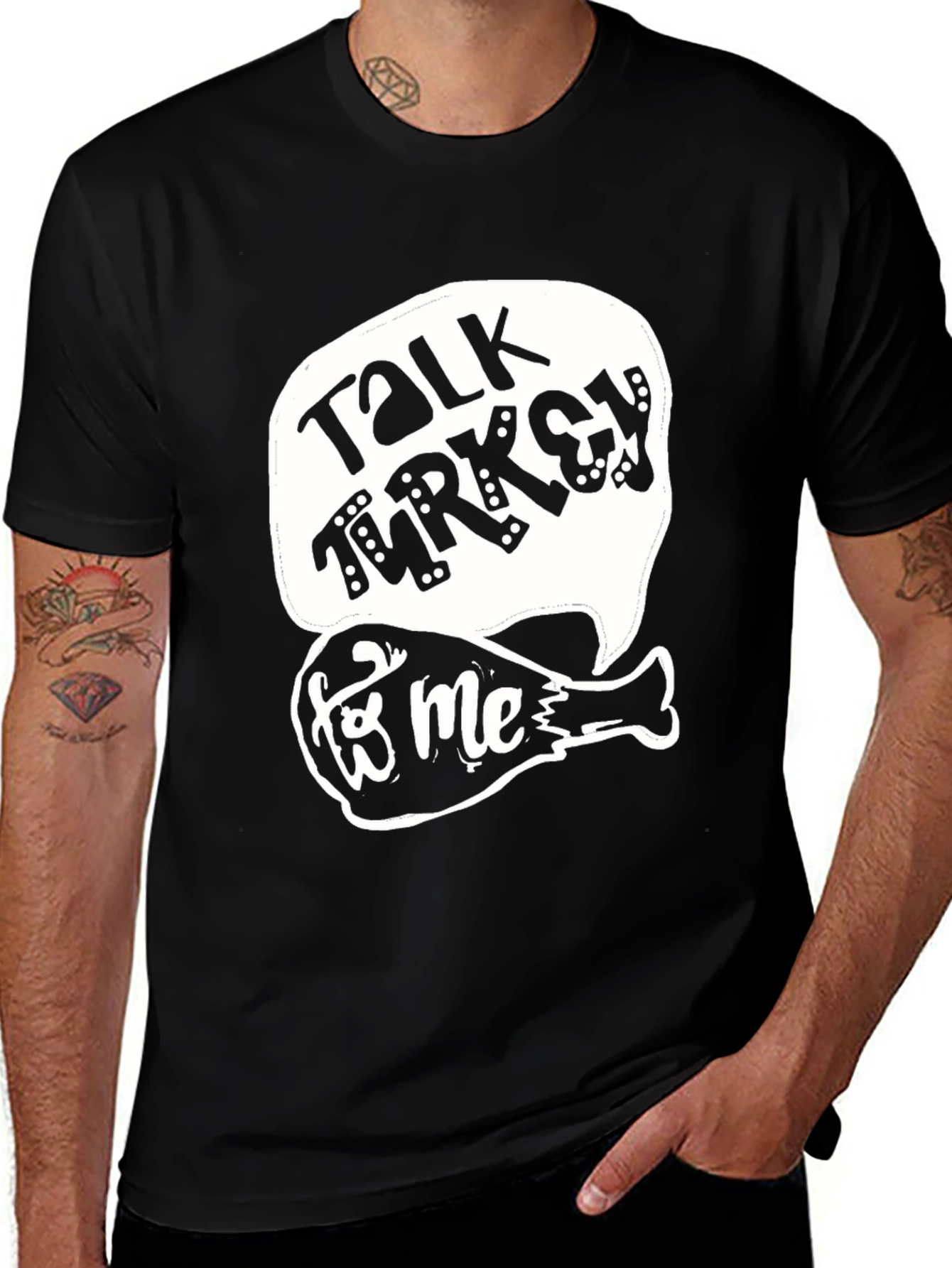 Variant 12 of Talk Turkey To Me Black Graphic Tee