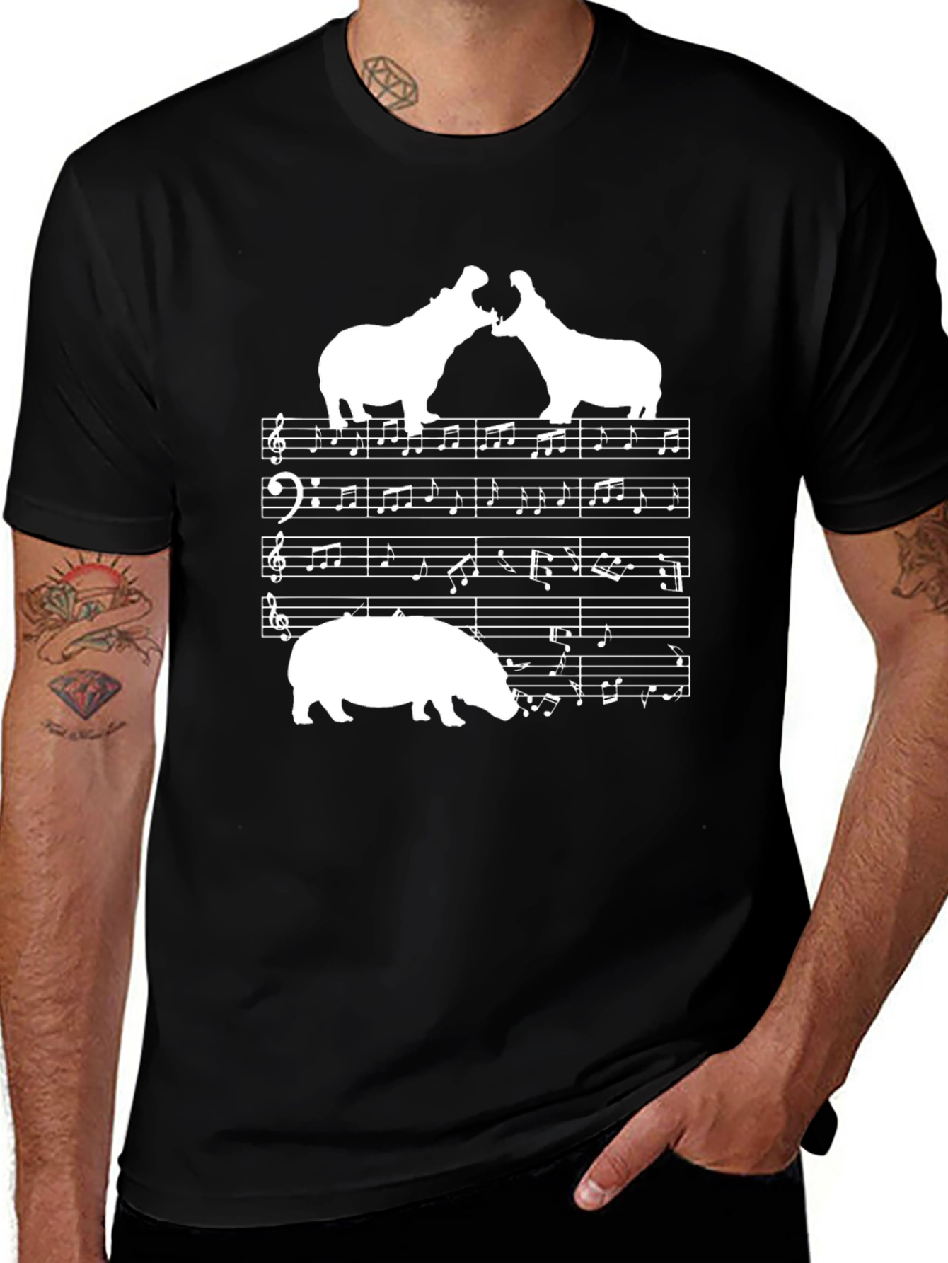 Variant 7 of Musical Hippo T-Shirt