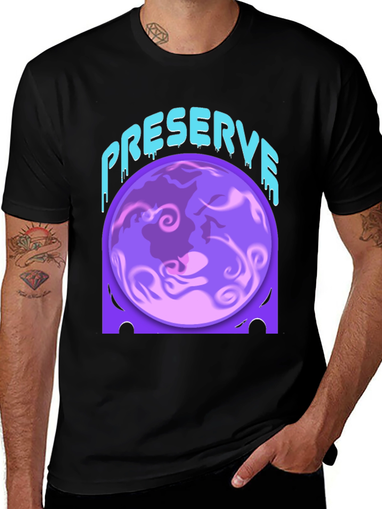 Variant 12 of Preserve Planet Graphic Tee - Black Cotton Blend