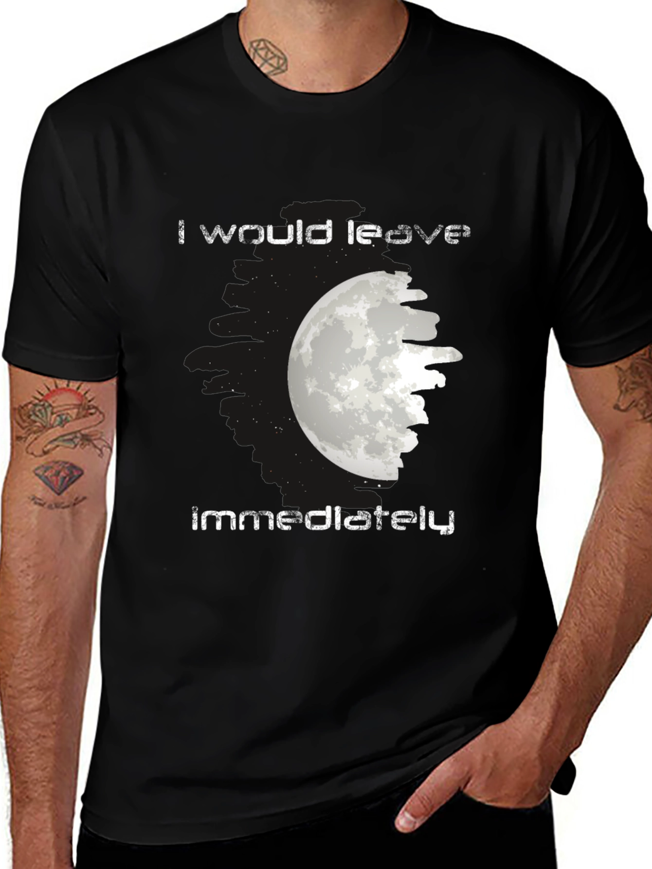Variant 7 of I Would Leave Immediately Moon Graphic Tee