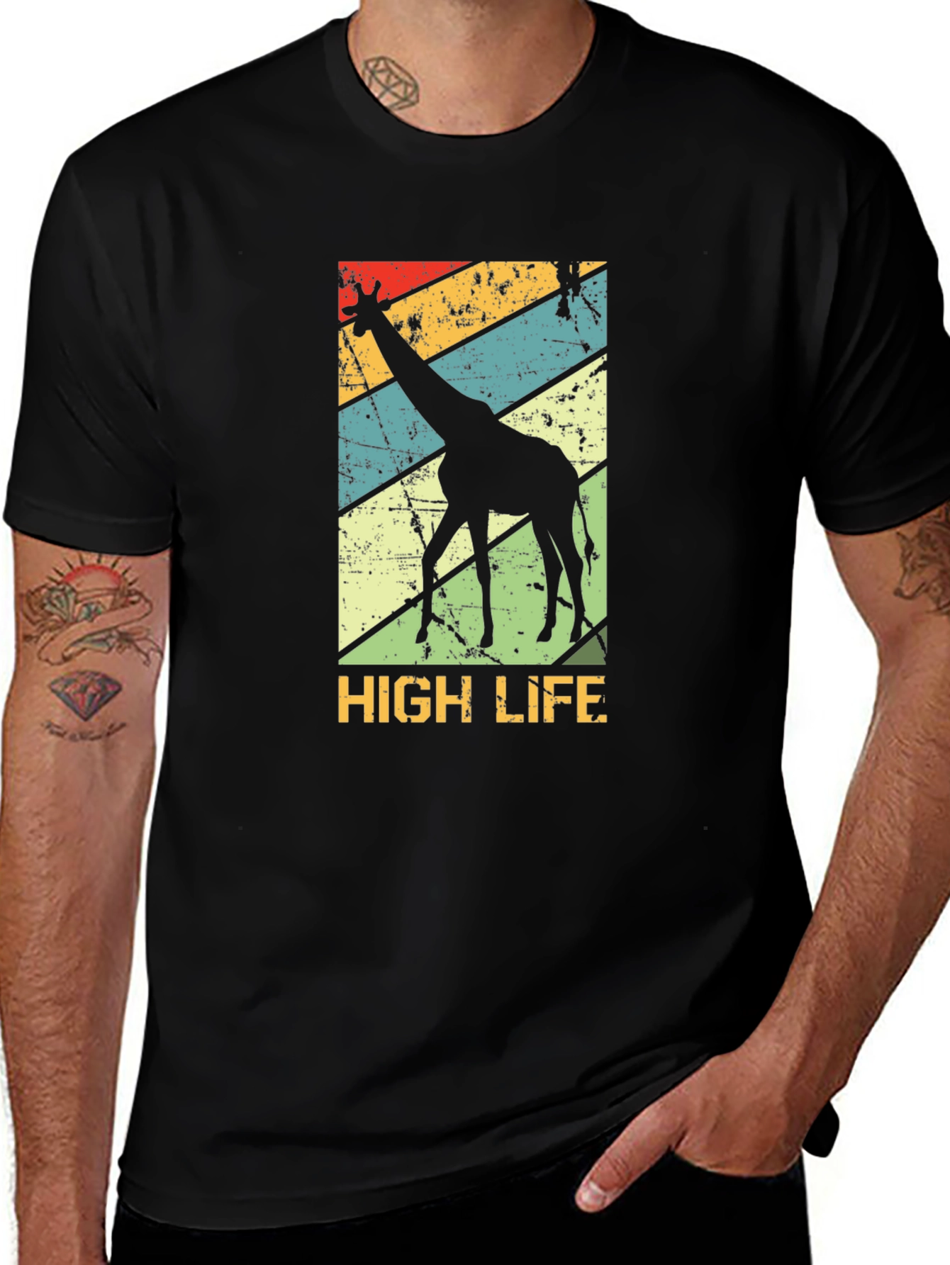 Variant 25 of Retro Giraffe 'High Life' Graphic Tee