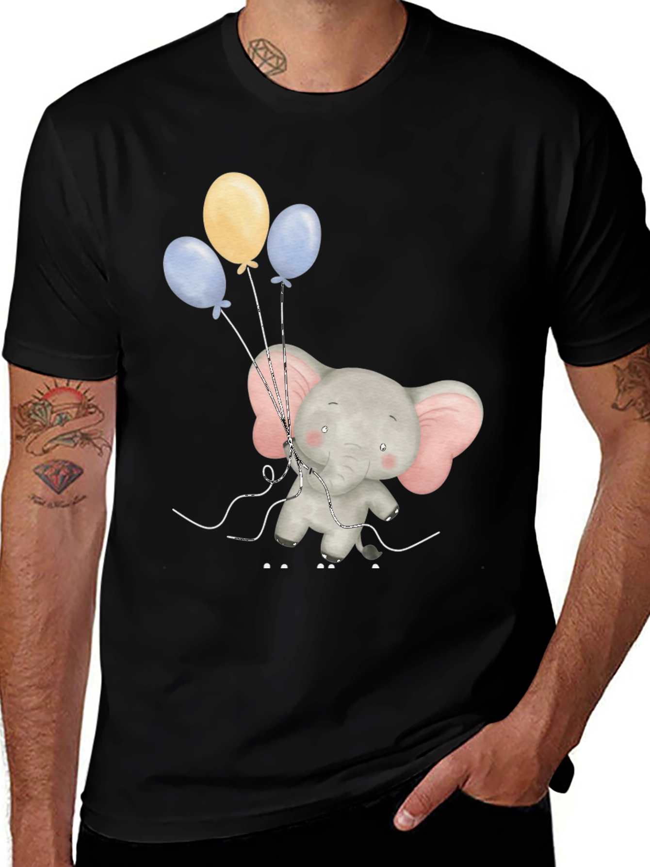 Variant 11 of Elephant with Balloons Graphic Tee