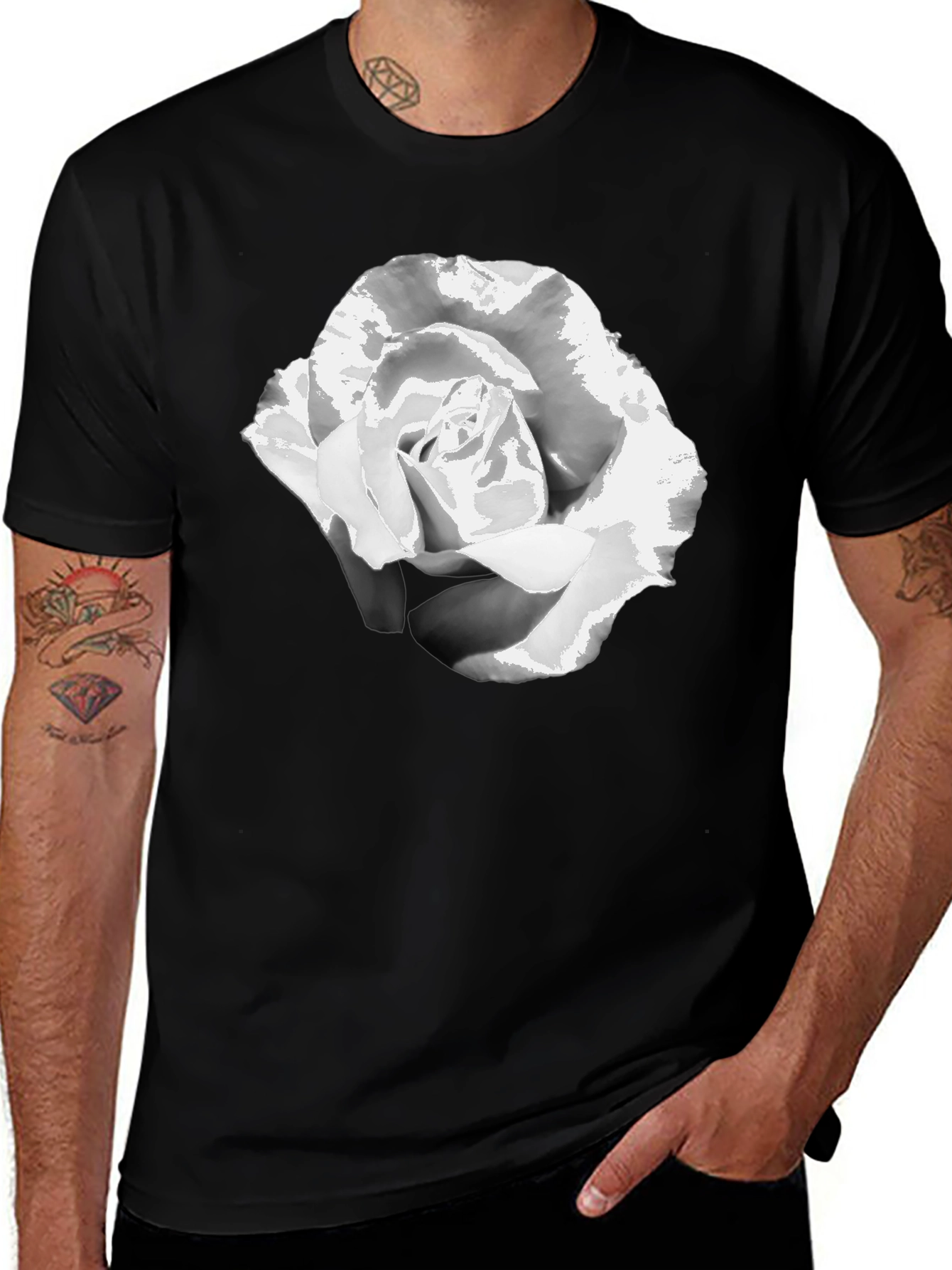 Variant 18 of Rose Graphic Black T-Shirt