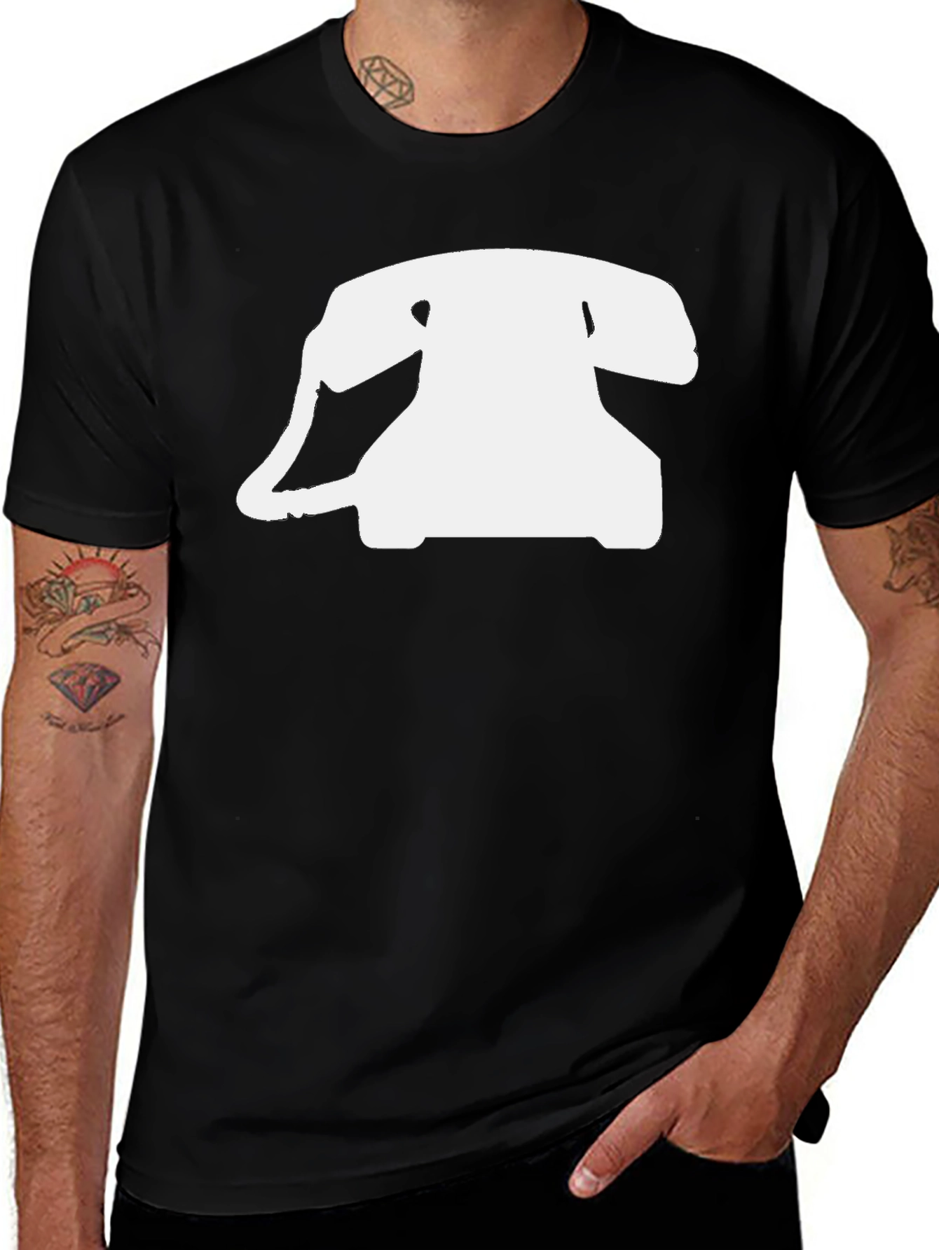 Variant 20 of Retro Rotary Phone Graphic Tee - Black