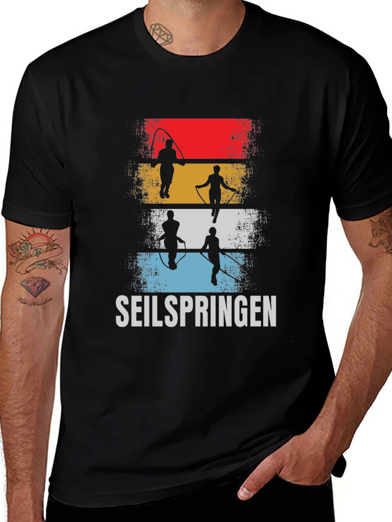 Variant 19 of Seilspringen Graphic Tee - Retro Rope Jumping Shirt