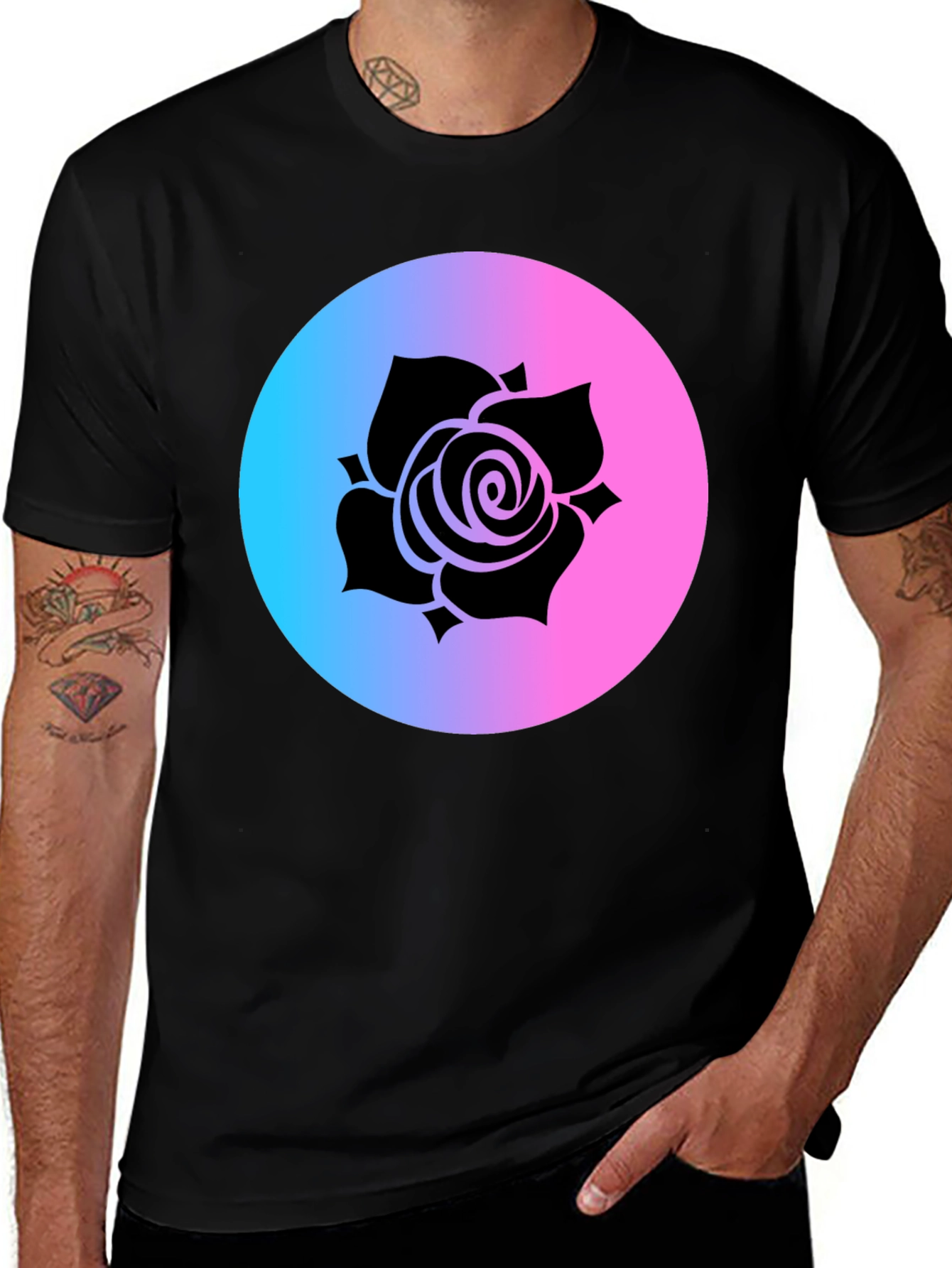 Variant 20 of Rose Gradient Circle Graphic Tee - Black