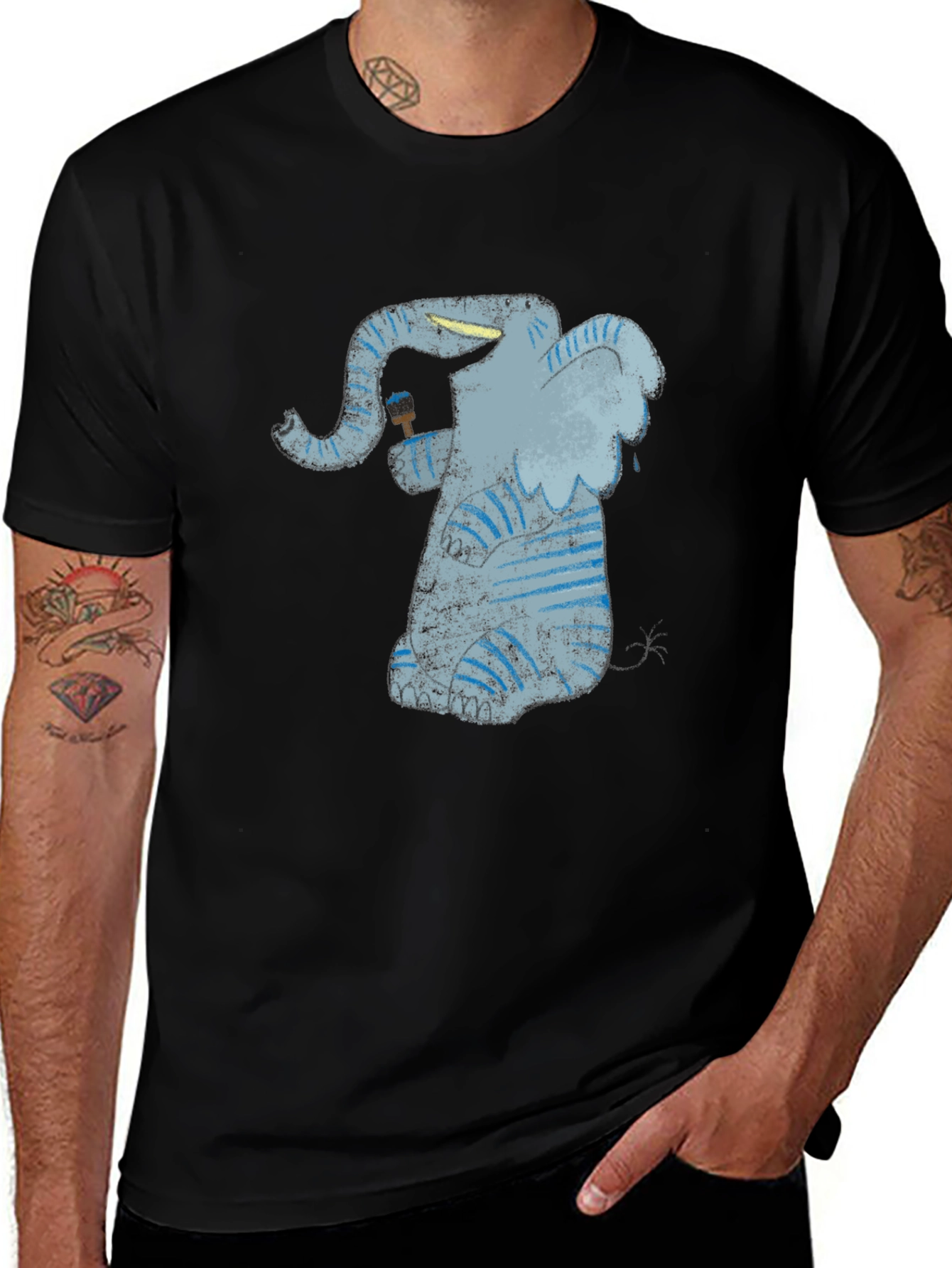 Variant 19 of Elephant Graphic Print Black T-Shirt