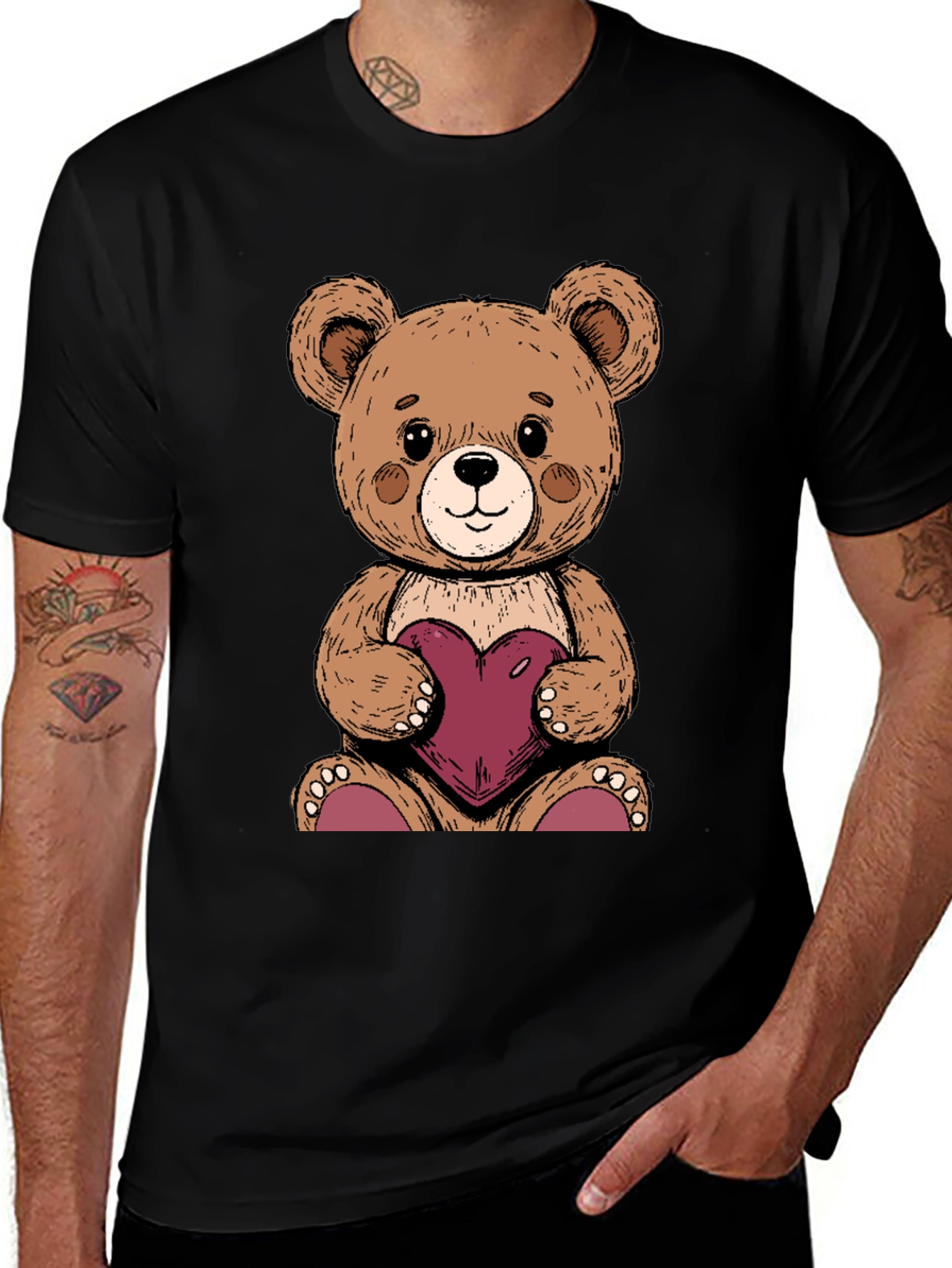 Variant 3 of Teddy Bear Heart Graphic Tee - Soft Cotton Blend