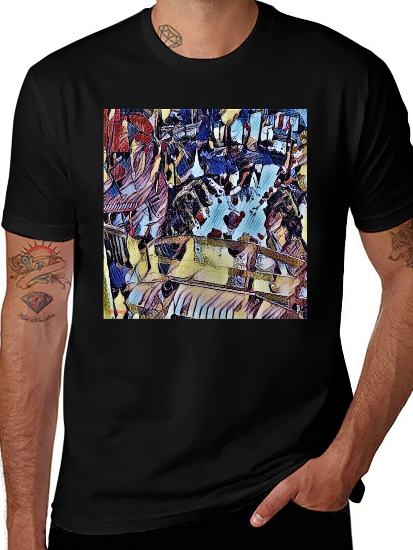 Variant 13 of Abstract Art Print Black T-Shirt