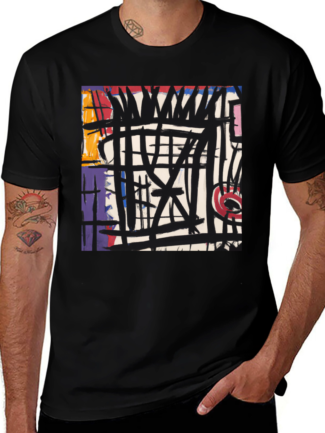 Variant 21 of Abstract Art Graphic Black T-Shirt