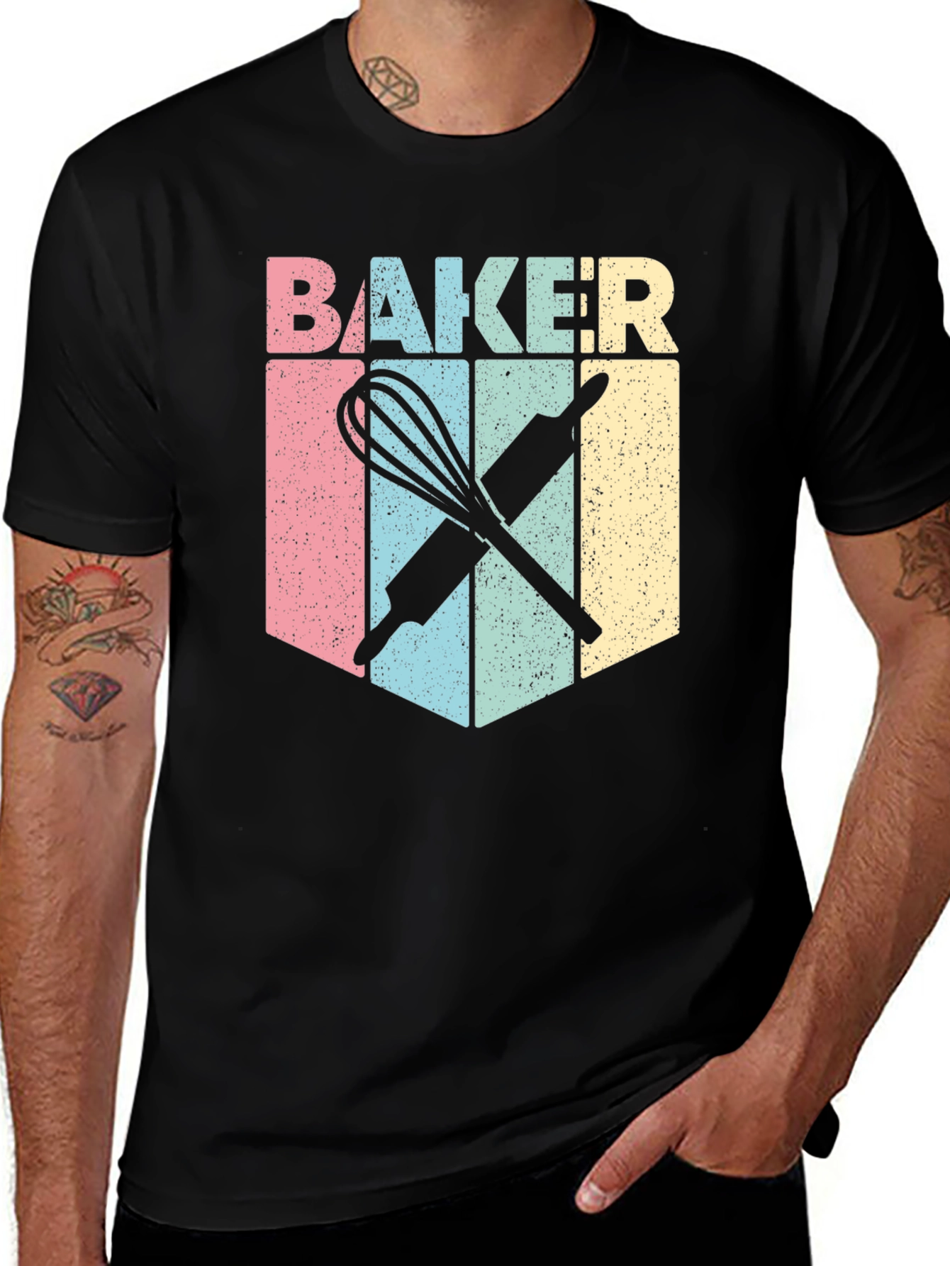 Black Baker T-Shirt - Retro Baking Design Tee main image