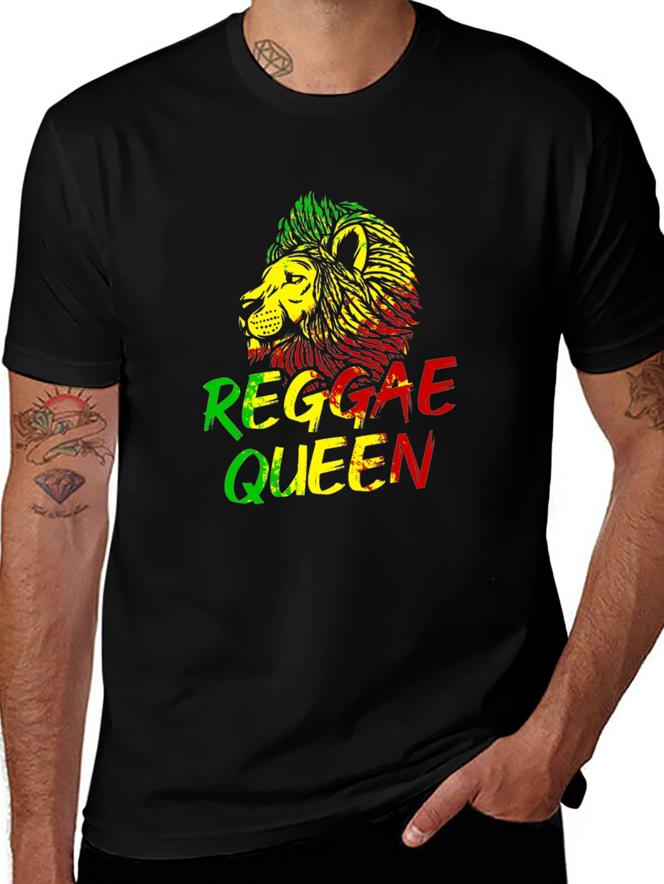 Variant 2 of Reggae Queen Lion Black T-Shirt